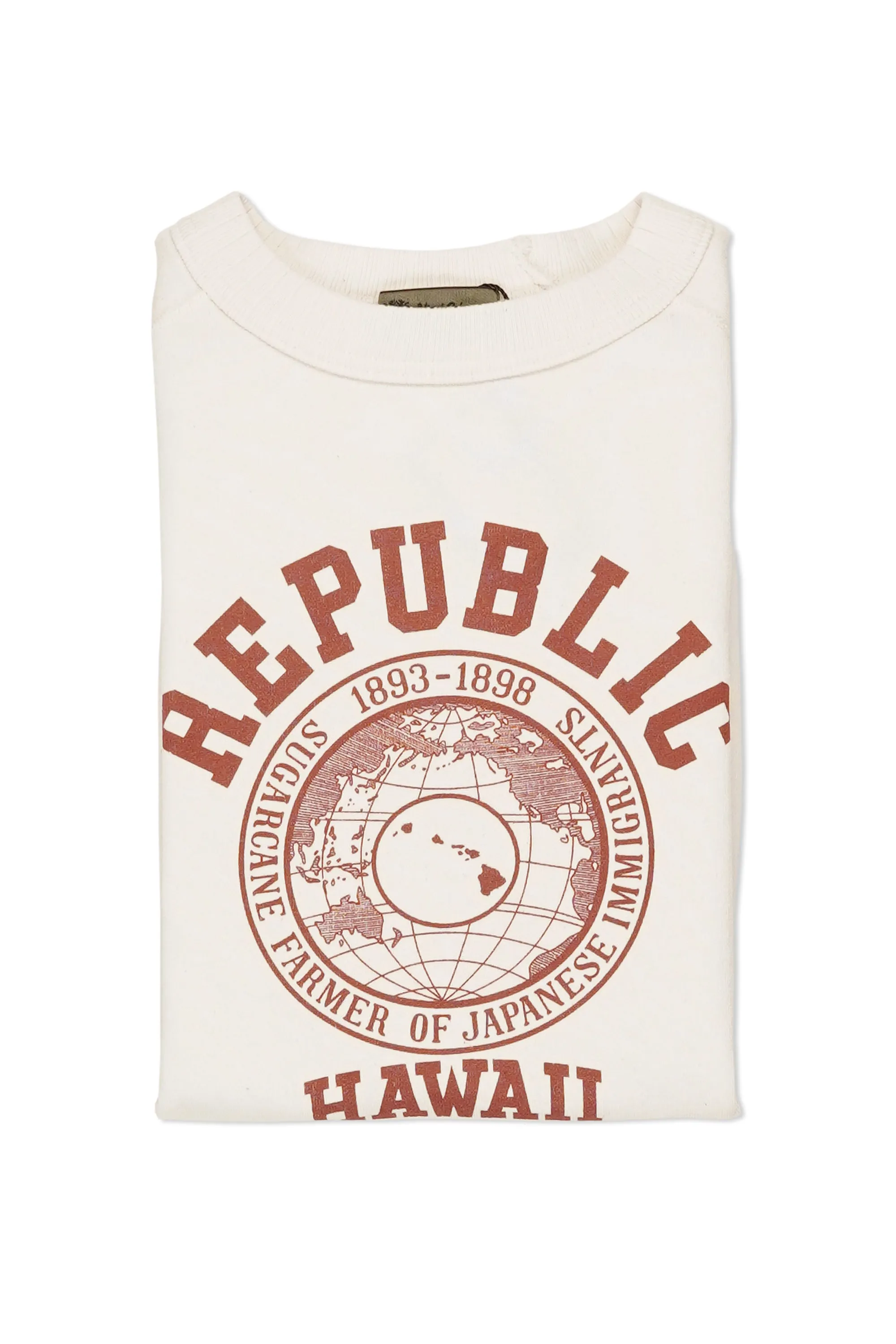 Nigel Cabourn Ivory Cotton Print Short Sleeve Sweatshirt Travel Friendly