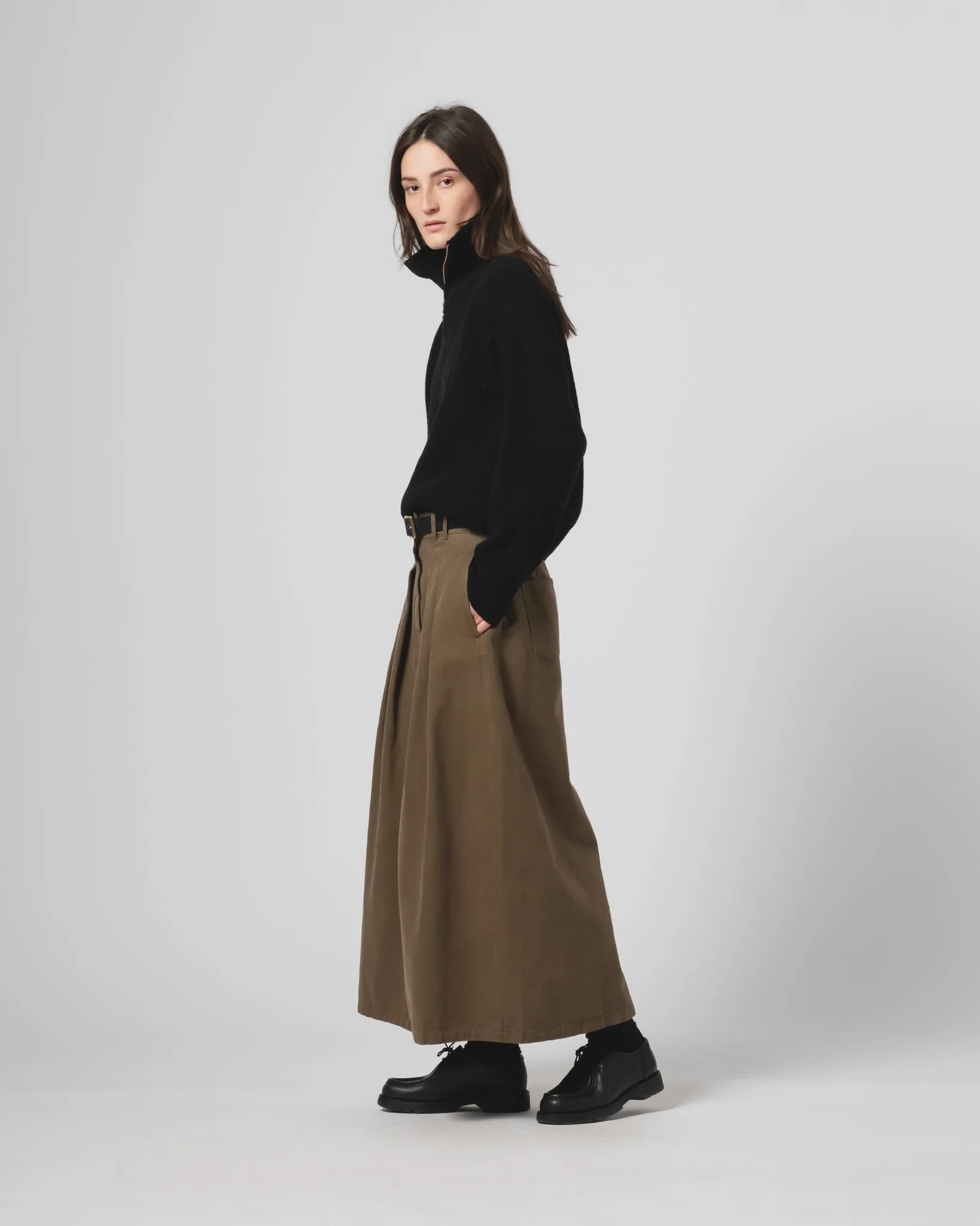 G.o.D Bulb Skirt Canvas Fossil Green Neutral Tones