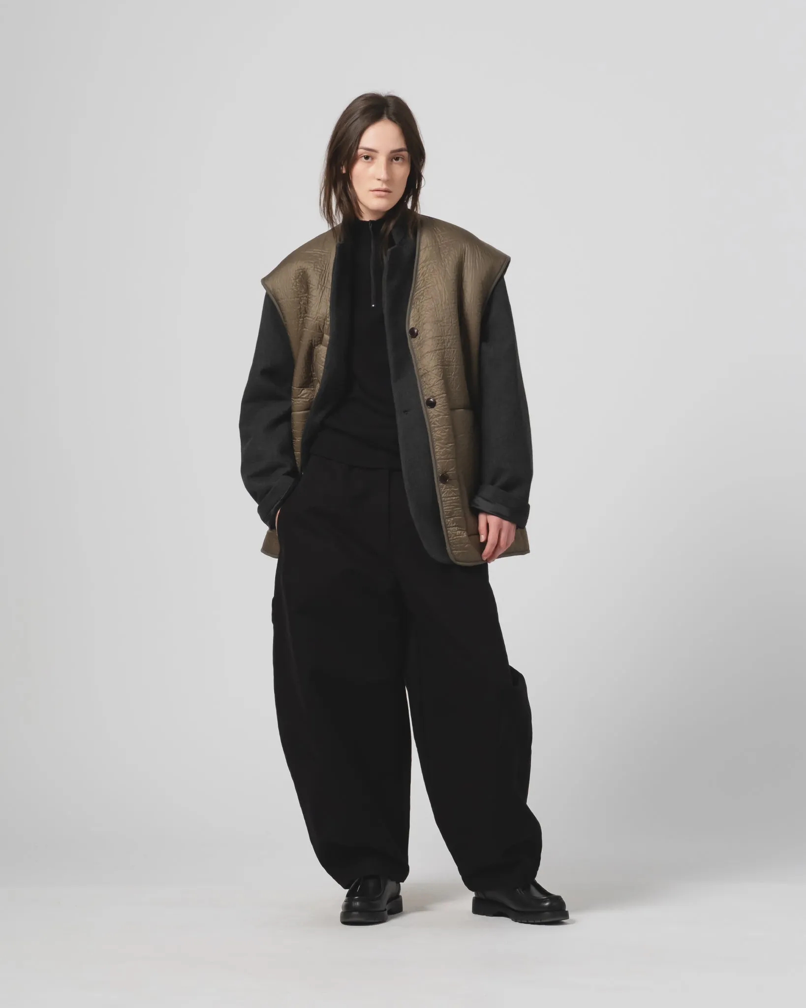 Articulated Knees G.o.D Ridge Vest Piumino Nylon Fossil Green / Off White