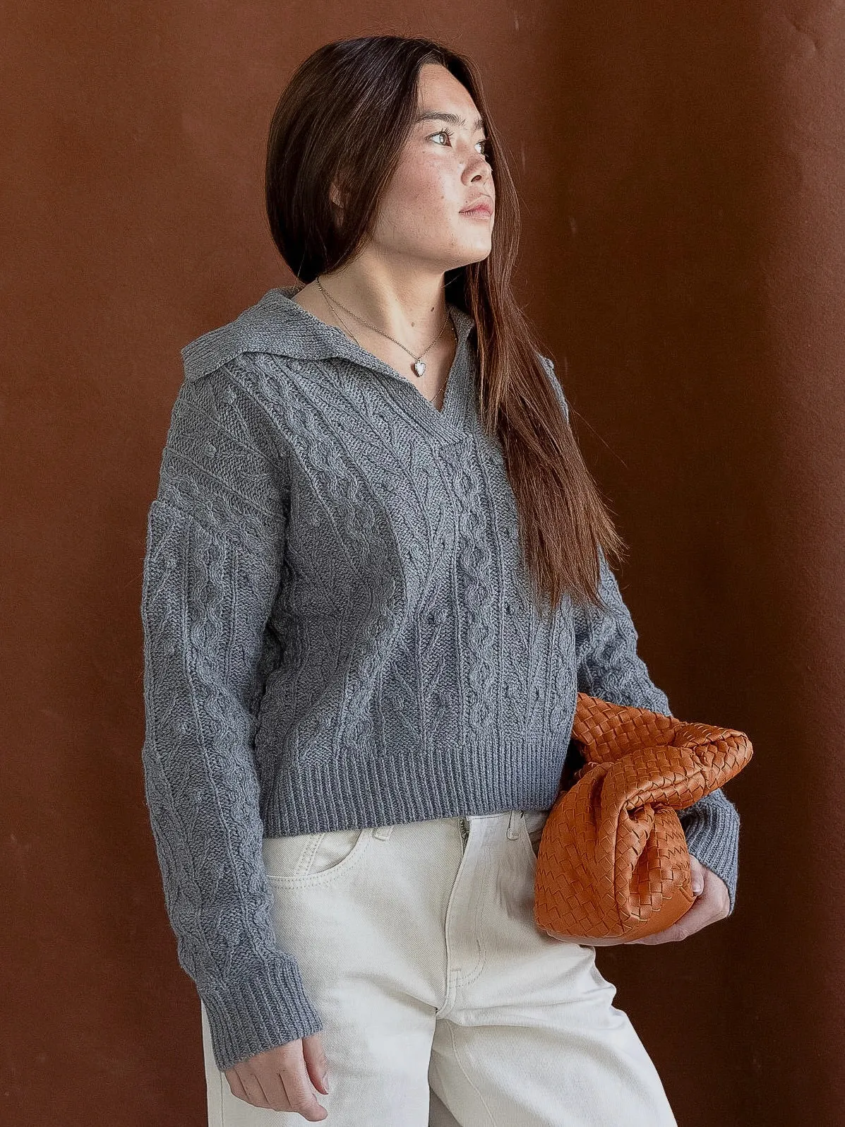 Light Knit Grey Wide Cable Knit