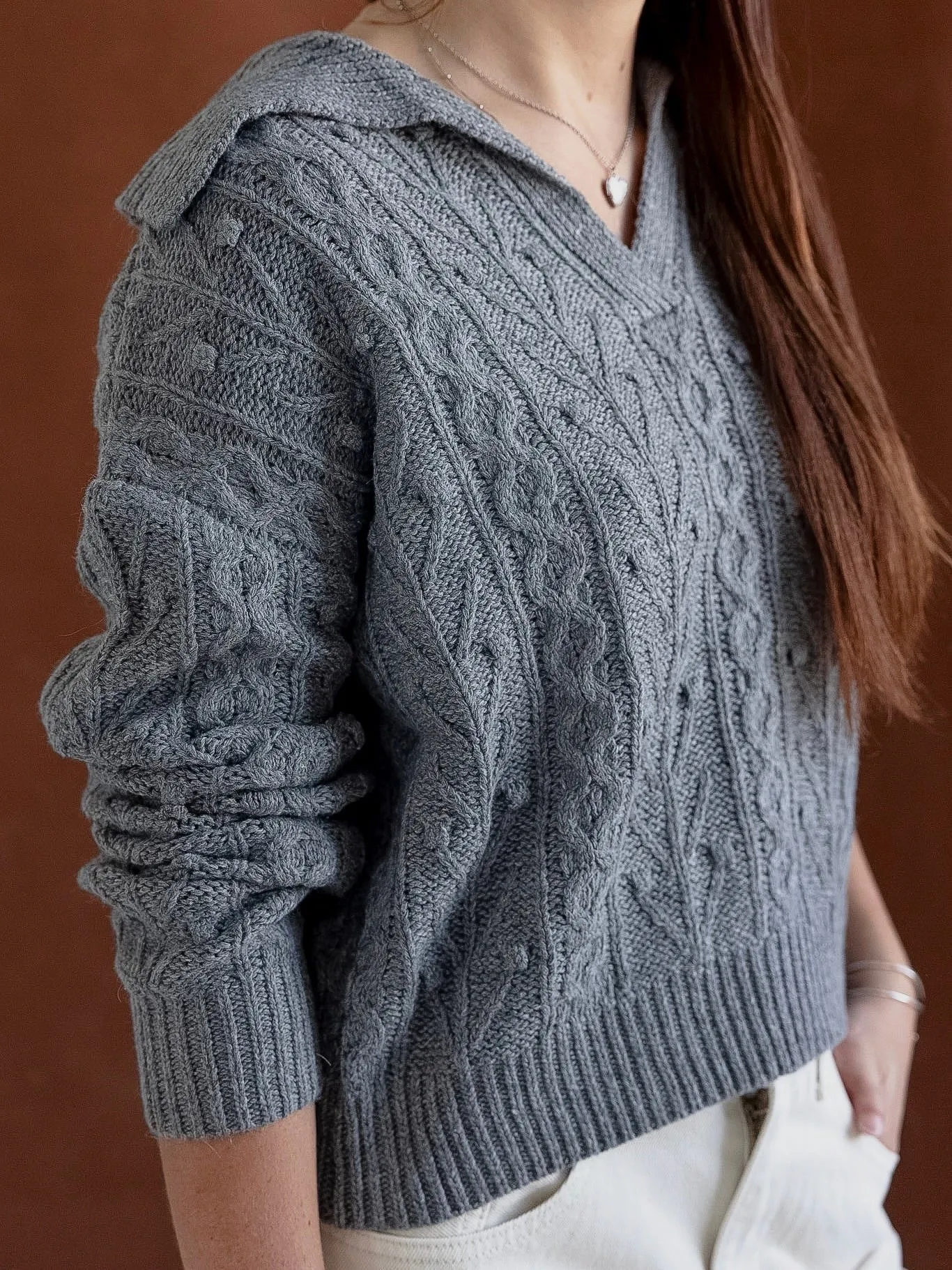 Grey Wide Cable Knit Chill Wear