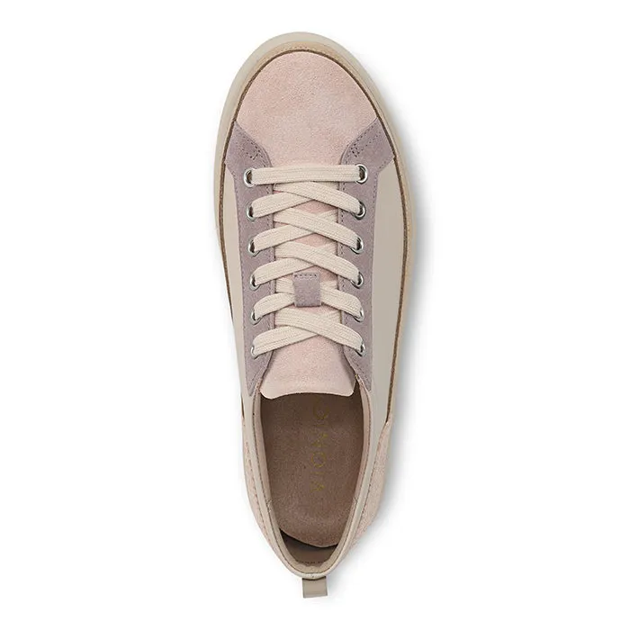 Womens Vionic Winny Lace Up Sneaker in Parchment/Cameo Rose Cool Fit Soft   leather