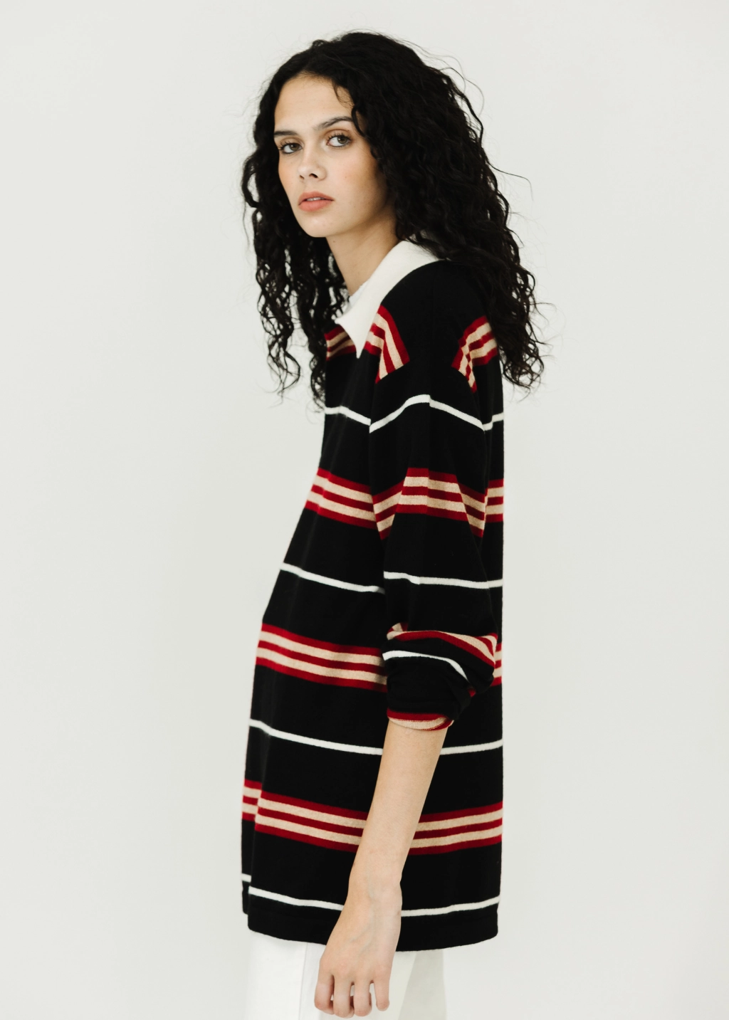 Guest In Residence Striped Rugby in Black Combo Yarn Dyed Fabric EcoFriendlyBlend