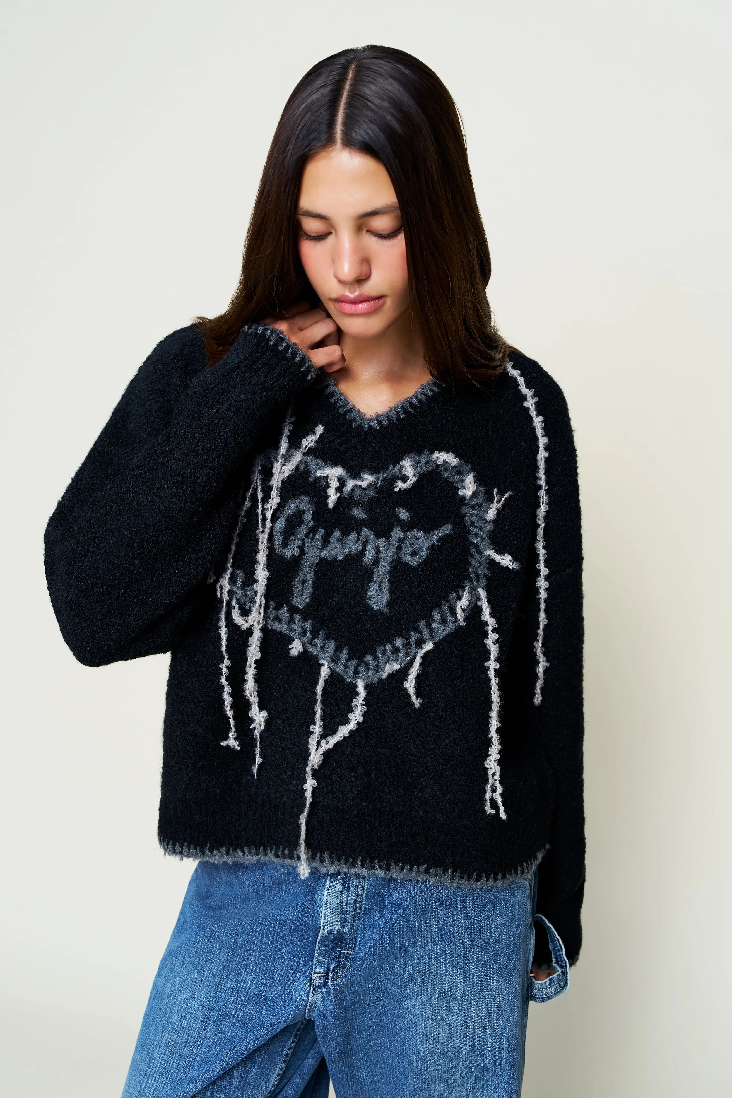 Guizio Heart Wool Sweater Natural Fiber Blend Quick Dry Performance