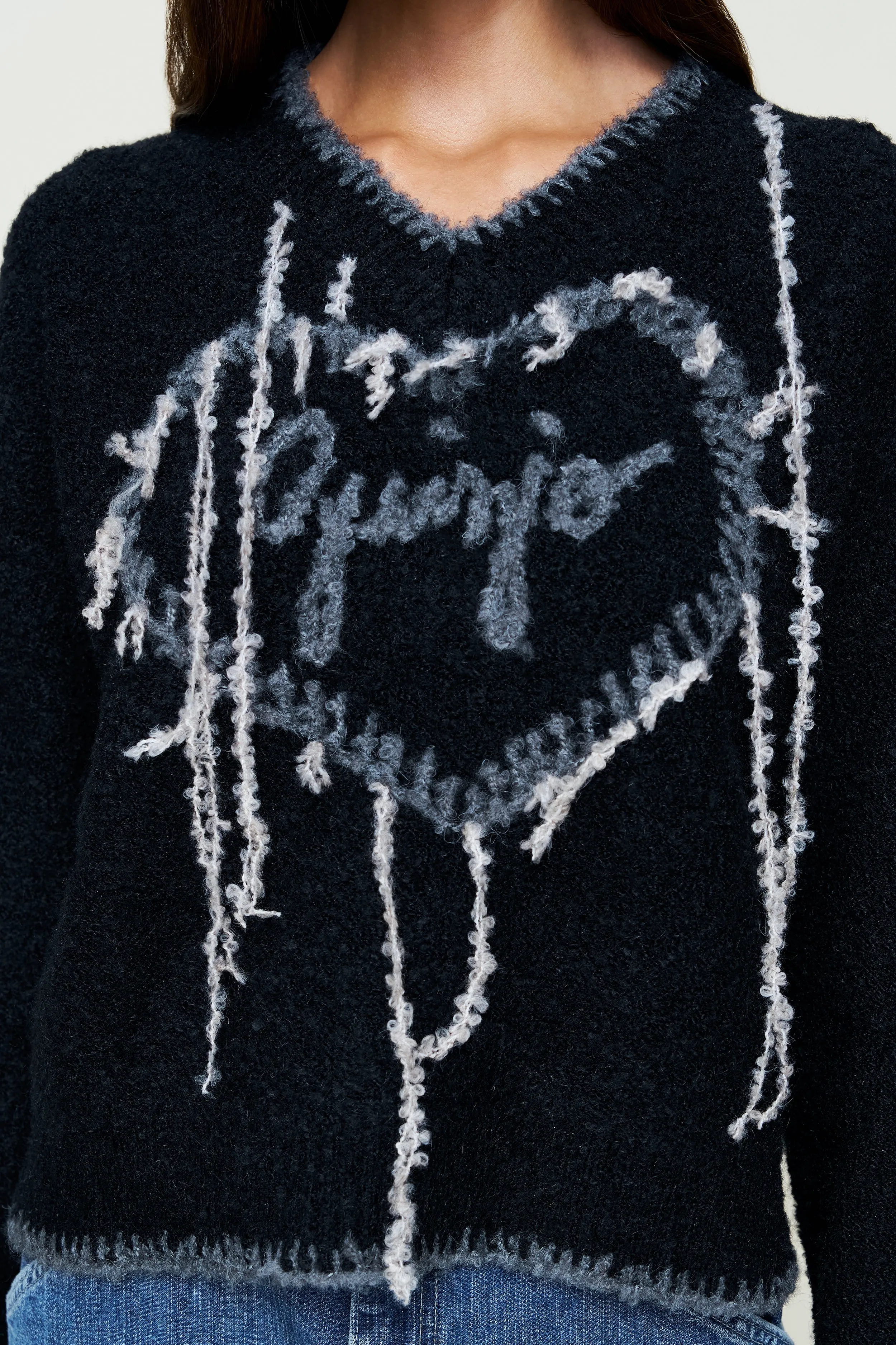 Cozy Chic Guizio Heart Wool Sweater