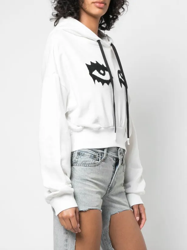 Simple Outfit Versatile Wear HAC EYES CROP HOODIE