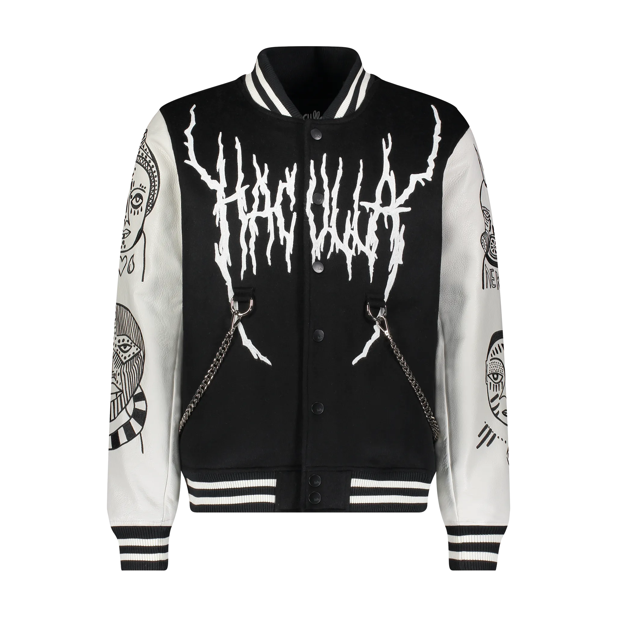 HAC SOULS VARSITY JACKET BLACK/OFF WHITE Reflective Safety Trim Compact Packability