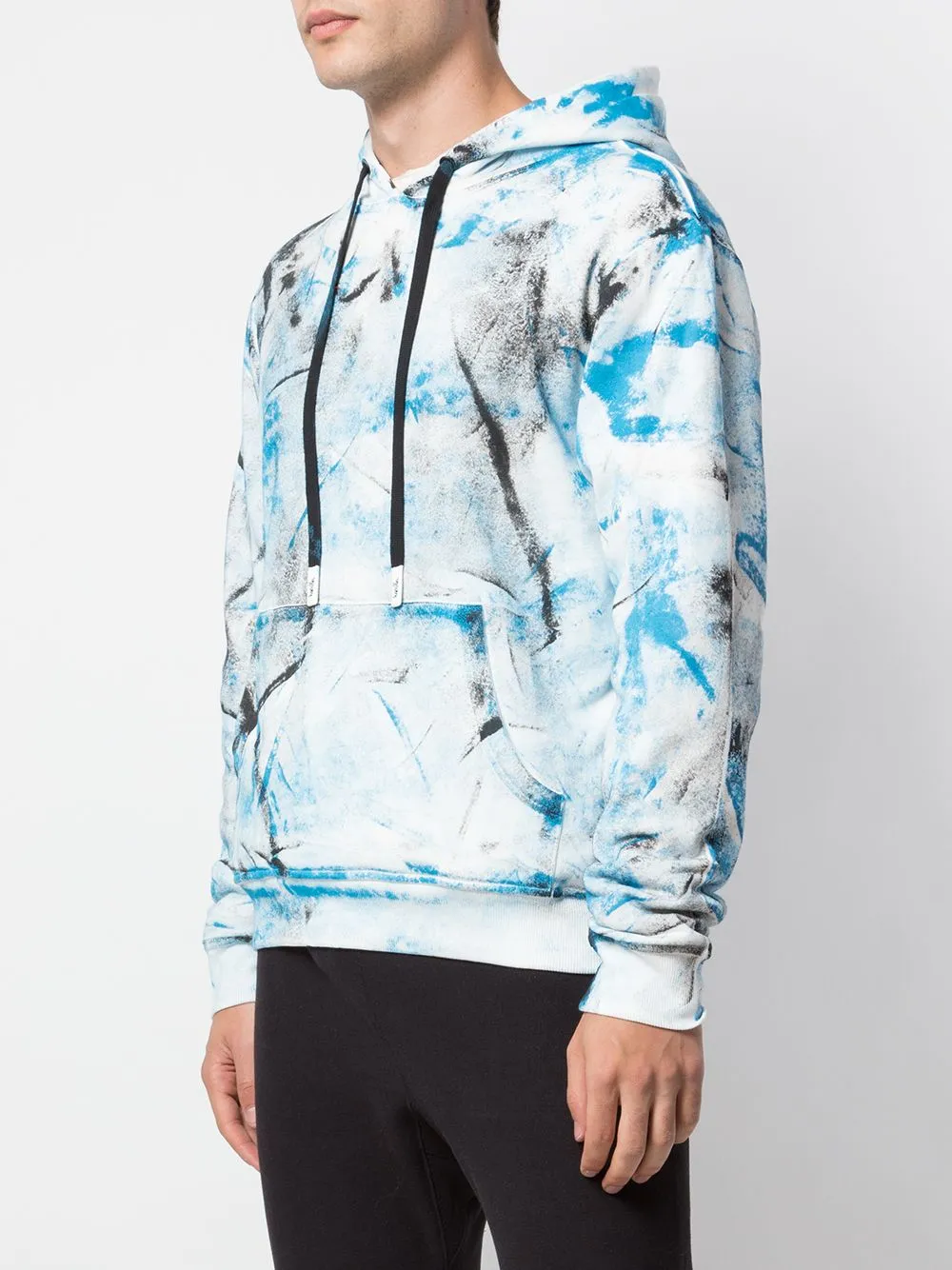 Street Ready Breathable Mesh Panels HAND PAINTED HOODIE BLACK/BLUE