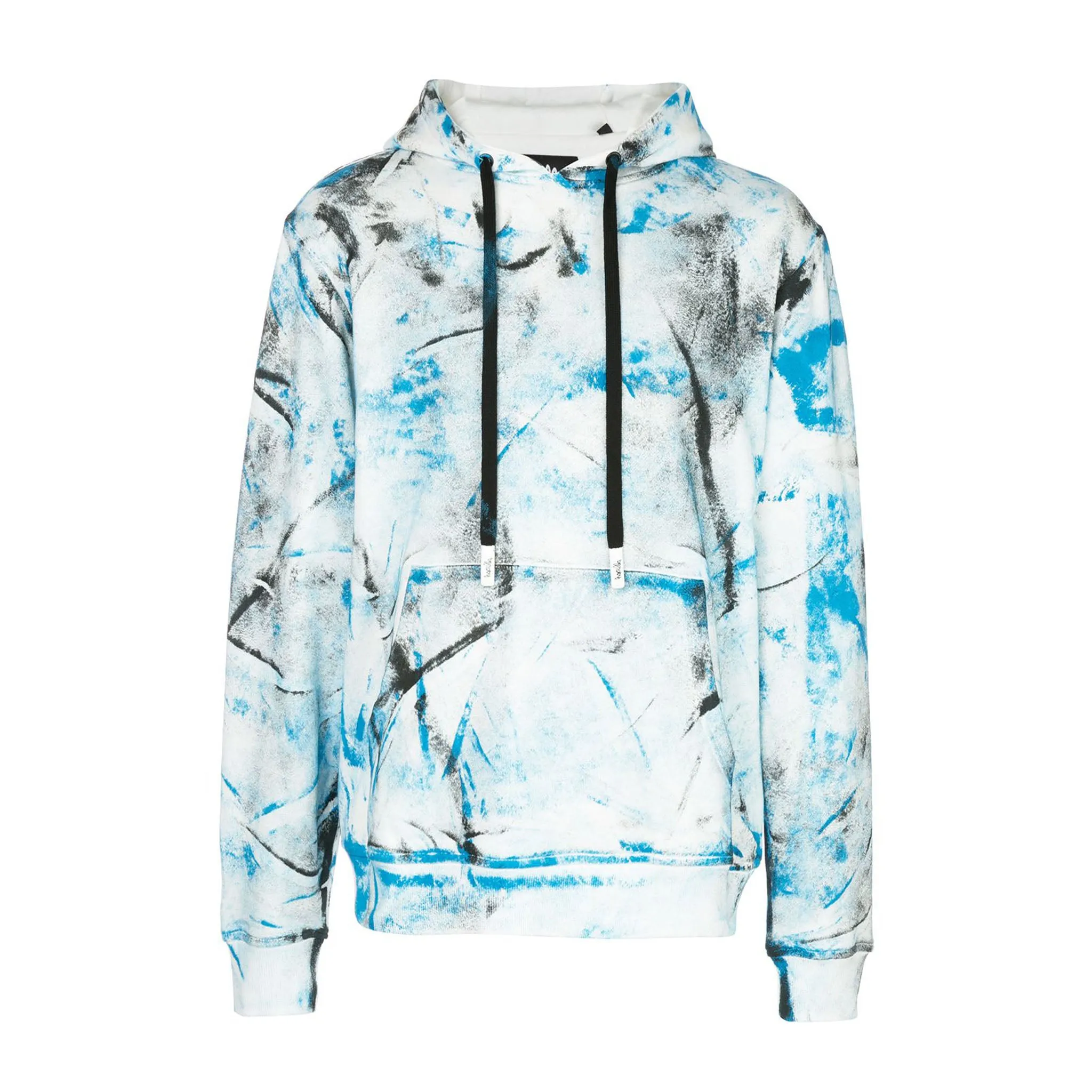 HAND PAINTED HOODIE BLACK/BLUE Casual Ease Luxury Feel