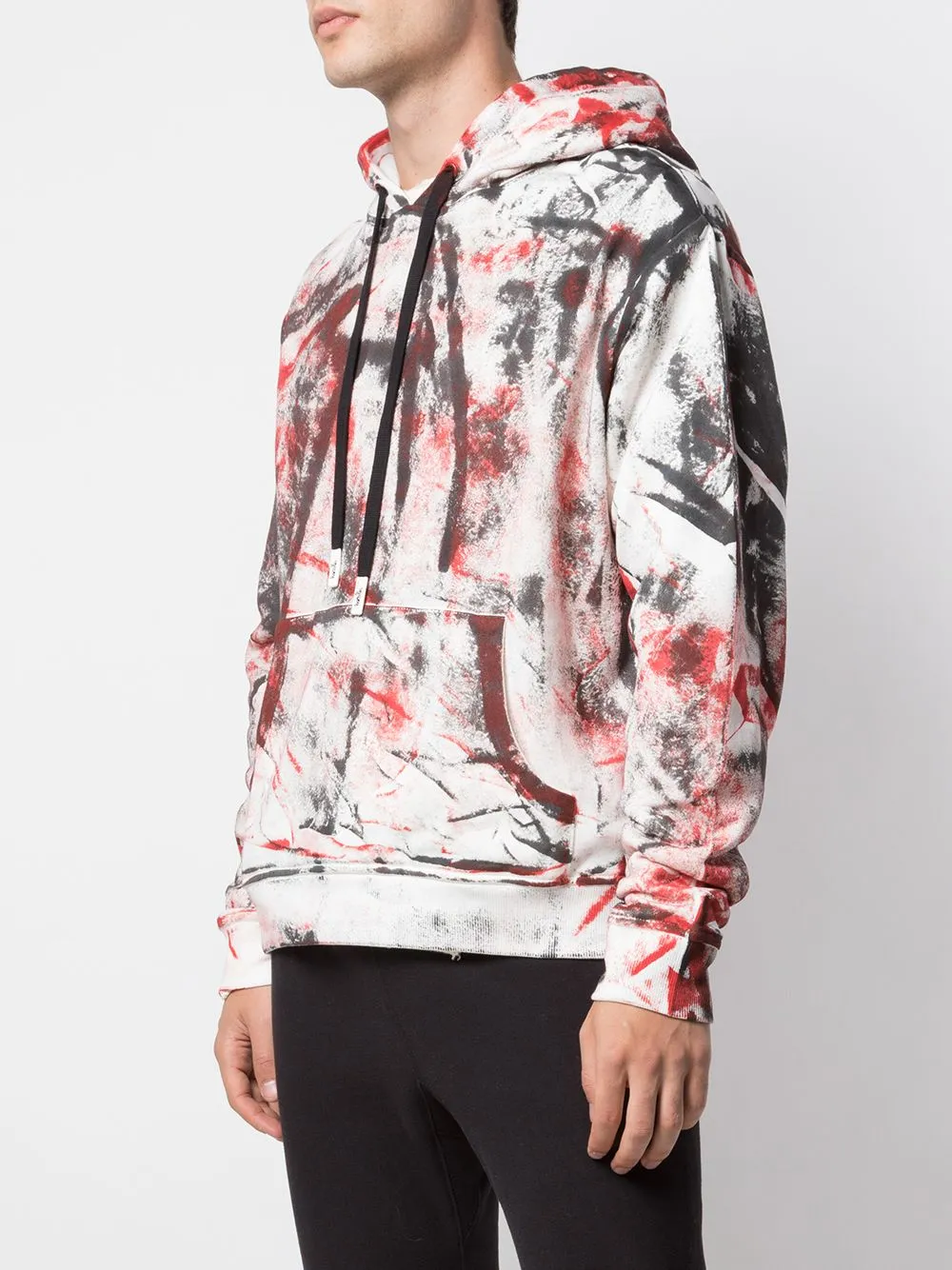 HAND PAINTED HOODIE BLACK/RED Breathable Shape