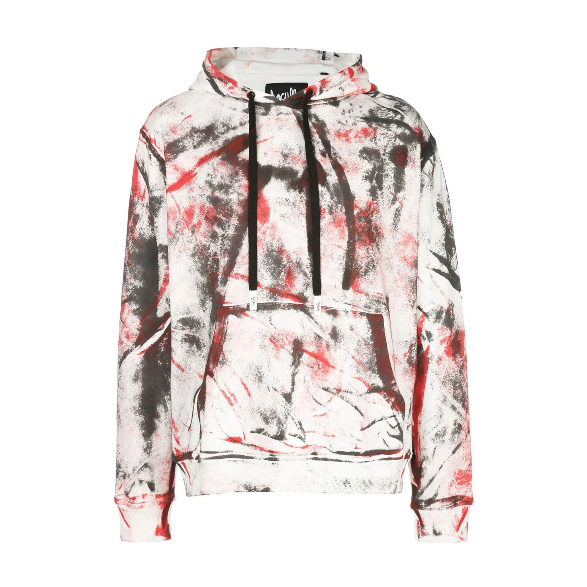 Premium Cotton Blend Active Outfit HAND PAINTED HOODIE BLACK/RED