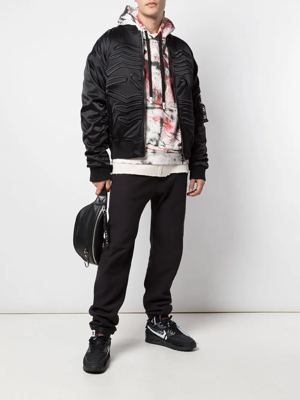 HAND PAINTED HOODIE BLACK/RED Heat Transfer Graphics Stretchable