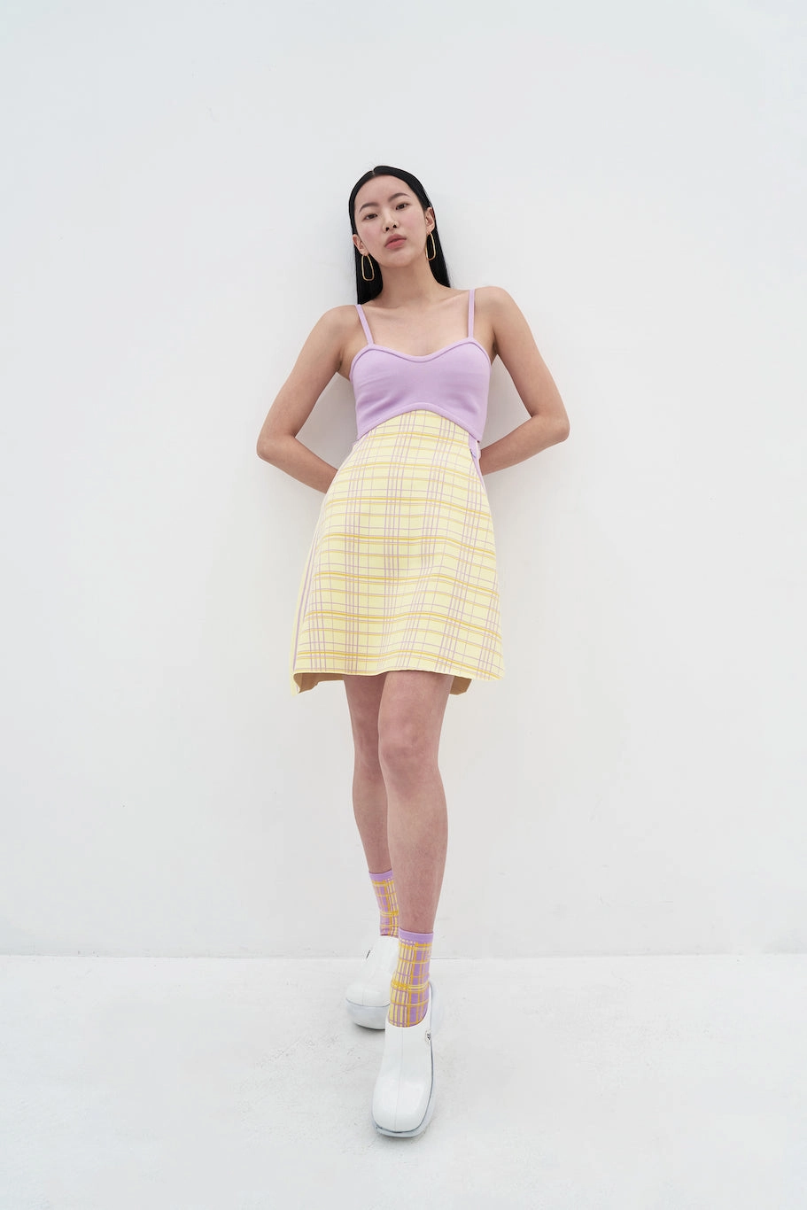 Street Elegance Semi Sheer HARPER ECO PLAID MINI TANK DRESS