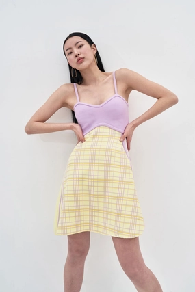 HARPER ECO PLAID MINI TANK DRESS Flowing Texture