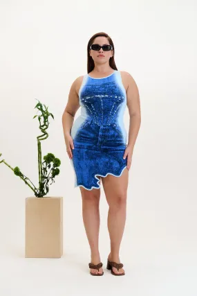 HAZEL DENIM PRINT MINI DRESS All Timewear Sister Glow