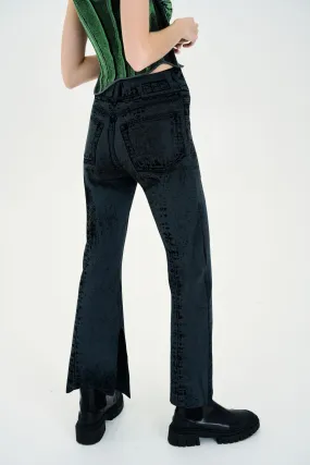 HAZEL DENIM PRINT SKINNY JEANS WITH SLIT Low Profile Waistband Performance Layer