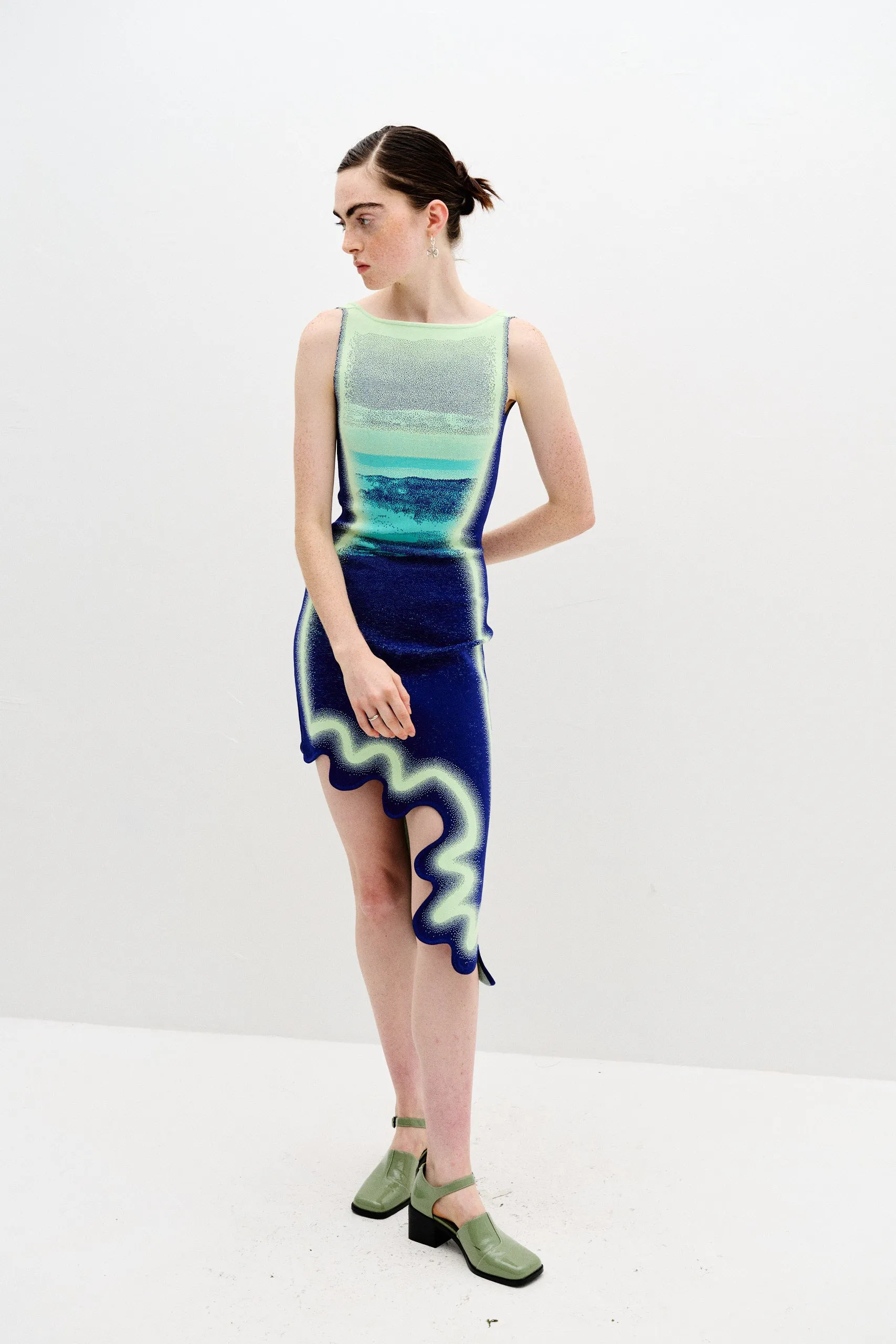 Built-In-Slip Layering Piece HAZEL REVERSIBLE WAVY ASYMMETRIC DRESS