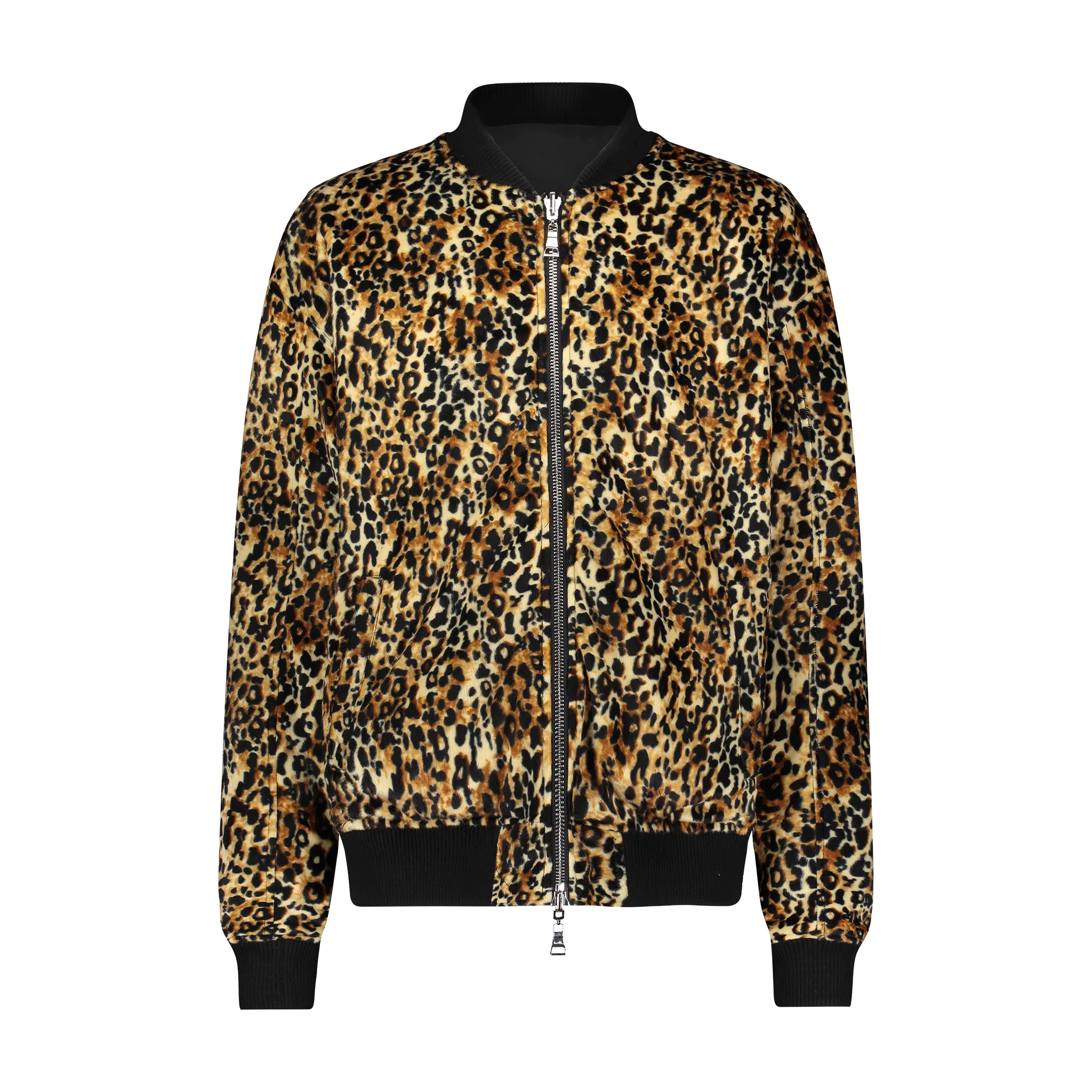 Winter Fashion AntiSnag Lining Material FACE OFF ANIMAL BOMBER BLACK/LEOPARD