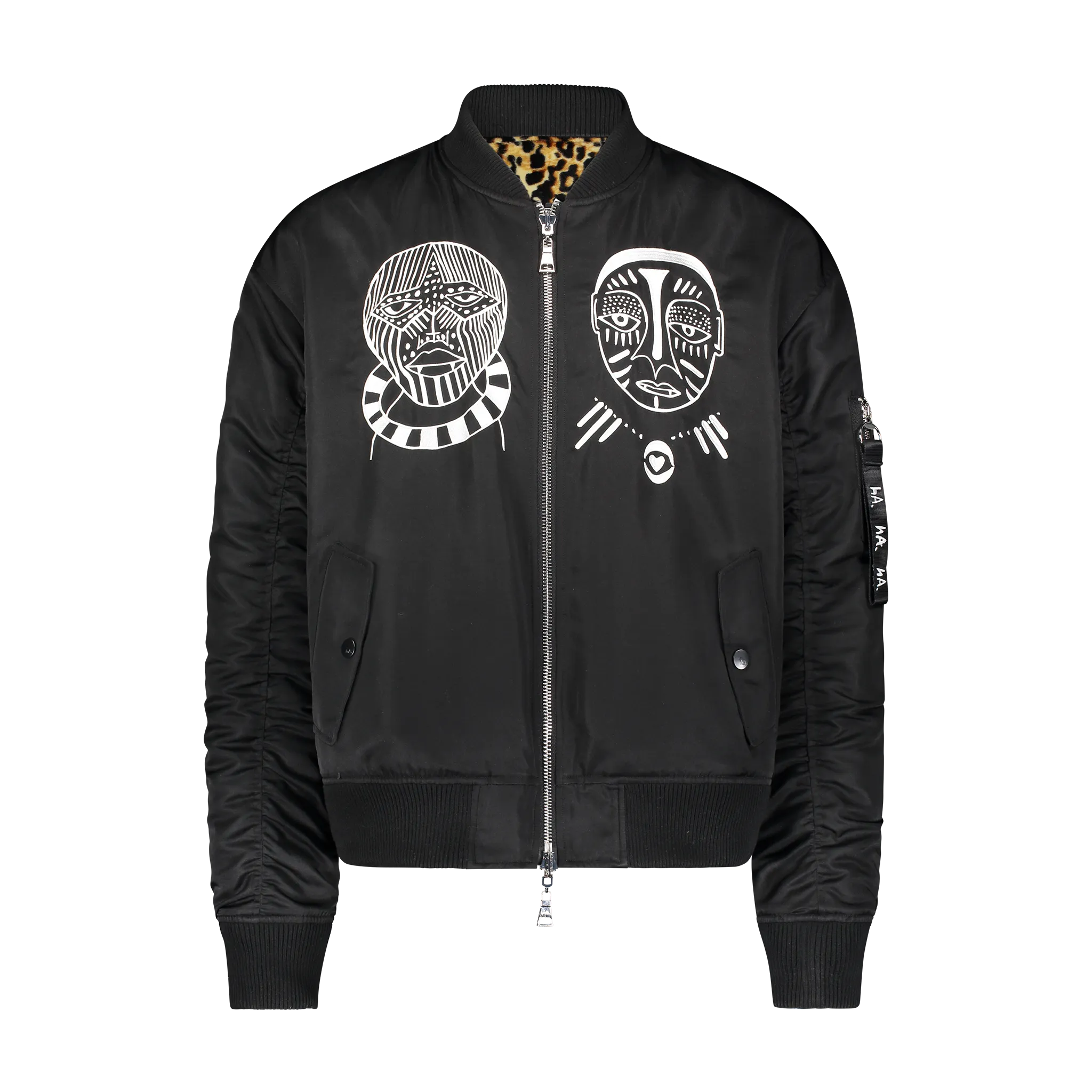Reinforced Elbow Patches FACE OFF ANIMAL BOMBER BLACK/LEOPARD