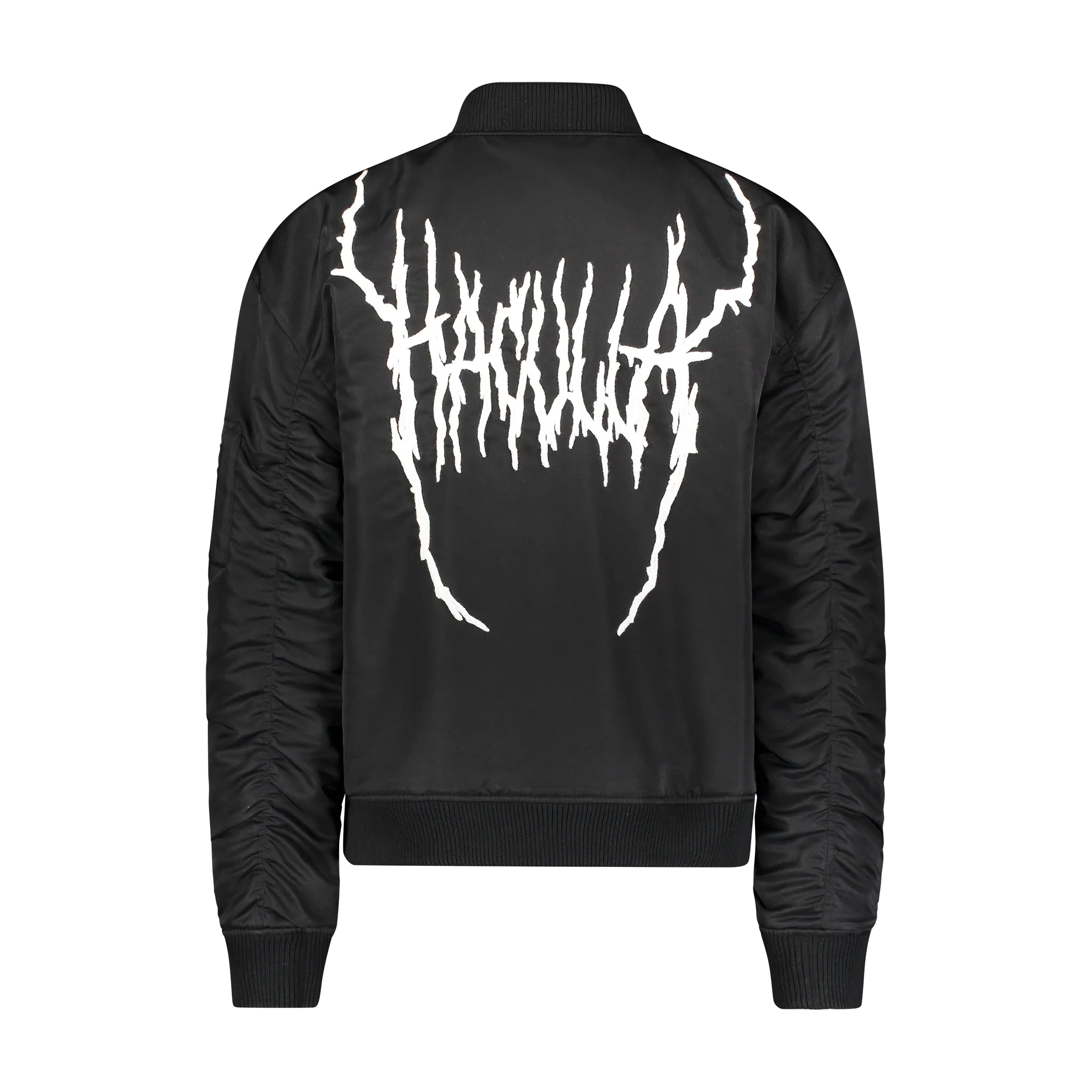 Strong Stitches Drop Tail Hem FACE OFF ANIMAL BOMBER BLACK/LEOPARD