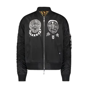 Reinforced Elbow Patches FACE OFF ANIMAL BOMBER BLACK/LEOPARD