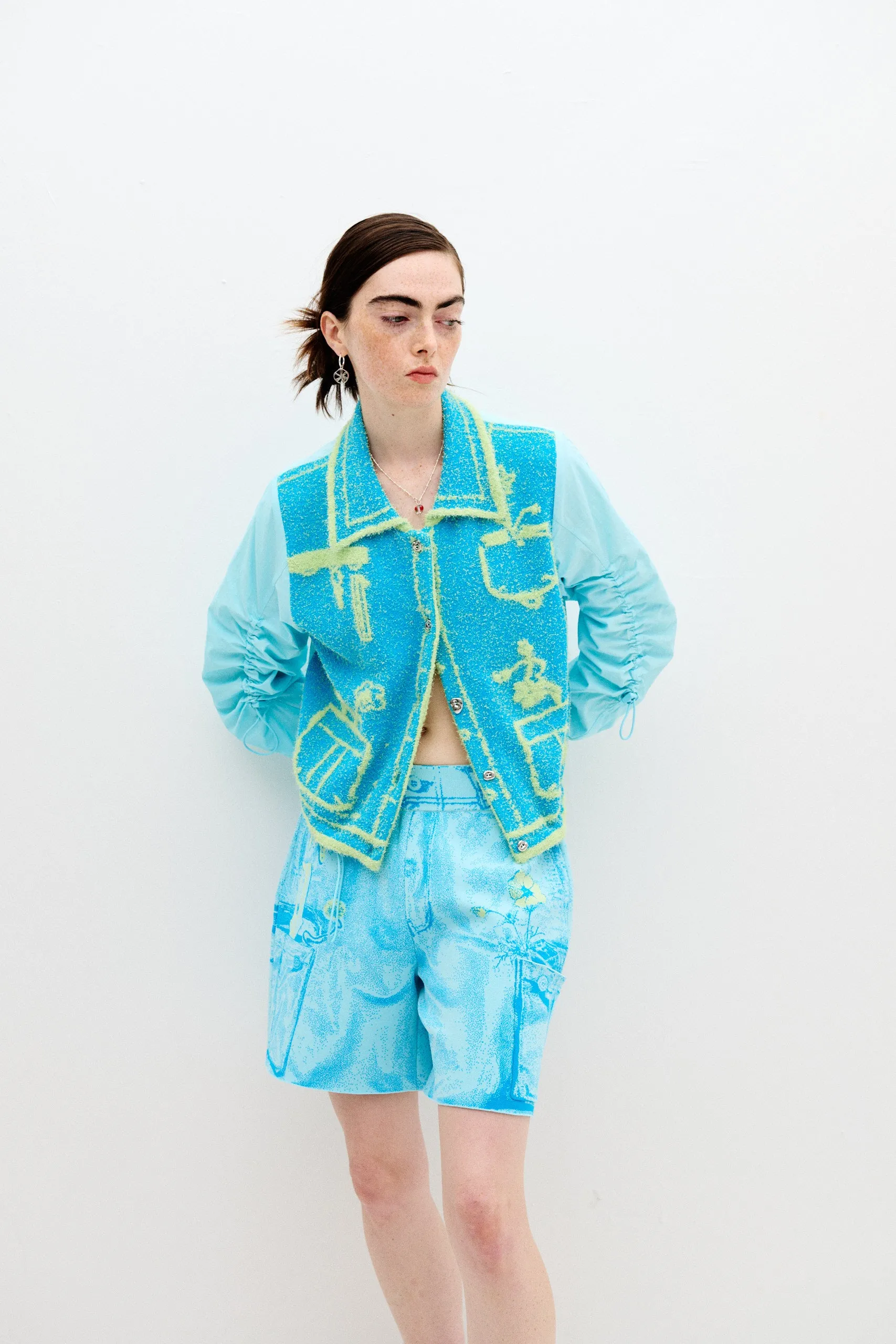 Smooth Fit Lining Stretch Panel HEATHER FAKE CARGO SHORTS