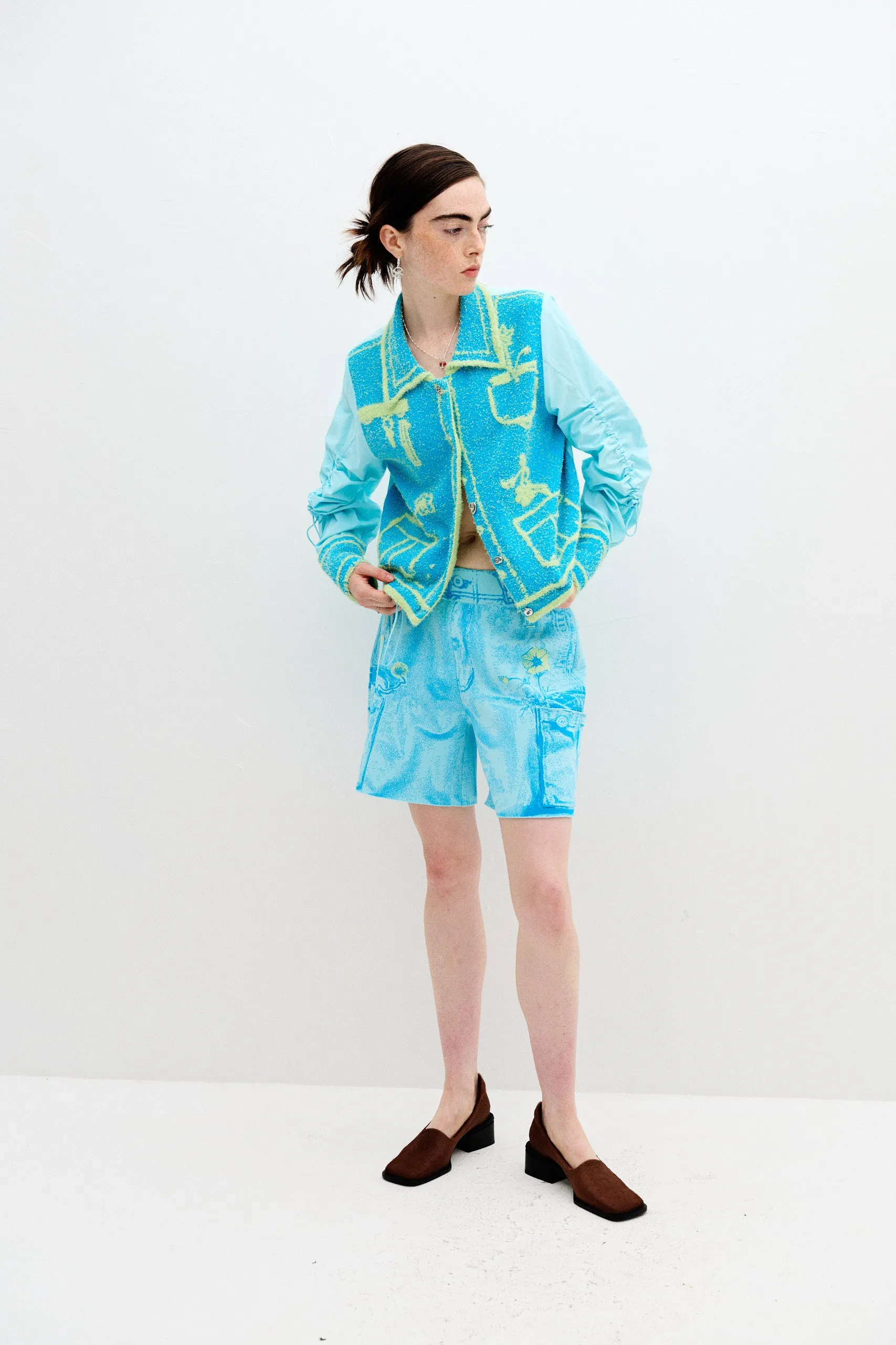 HEATHER FAKE CARGO SHORTS anti slip grip