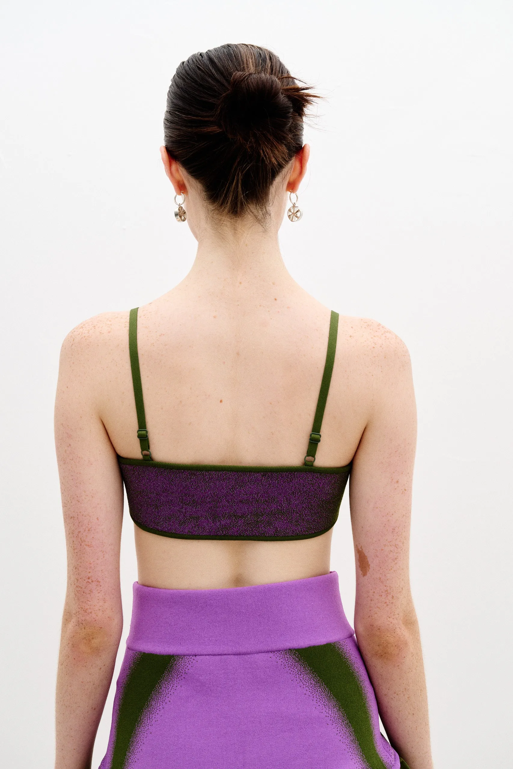 Contrast Stitch Detail OversizedSilhouette HEATHER FLASH LIGHT REFLECTIVE BRA TOP