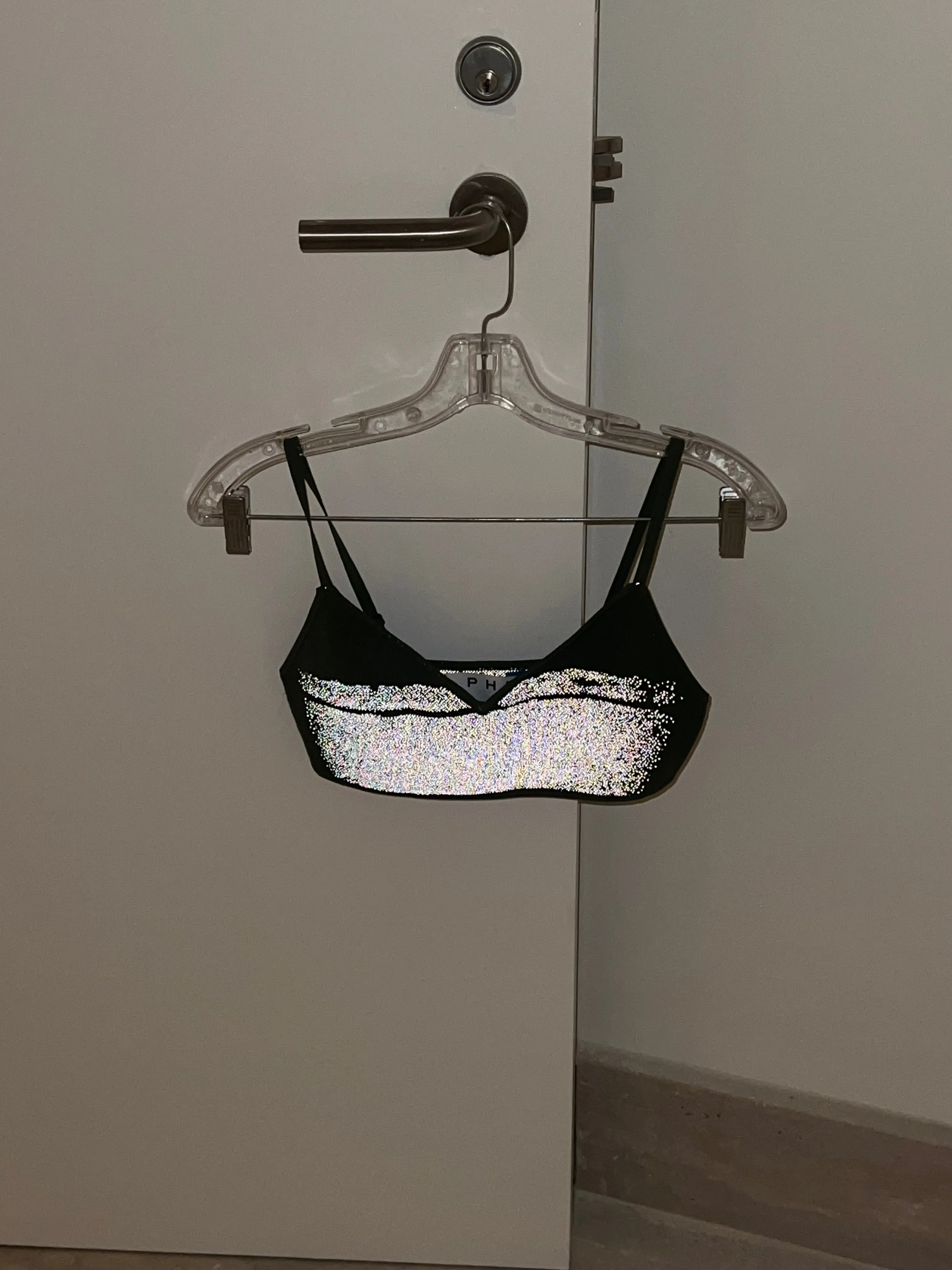 HEATHER FLASH LIGHT REFLECTIVE BRA TOP Fade Resistant Coating