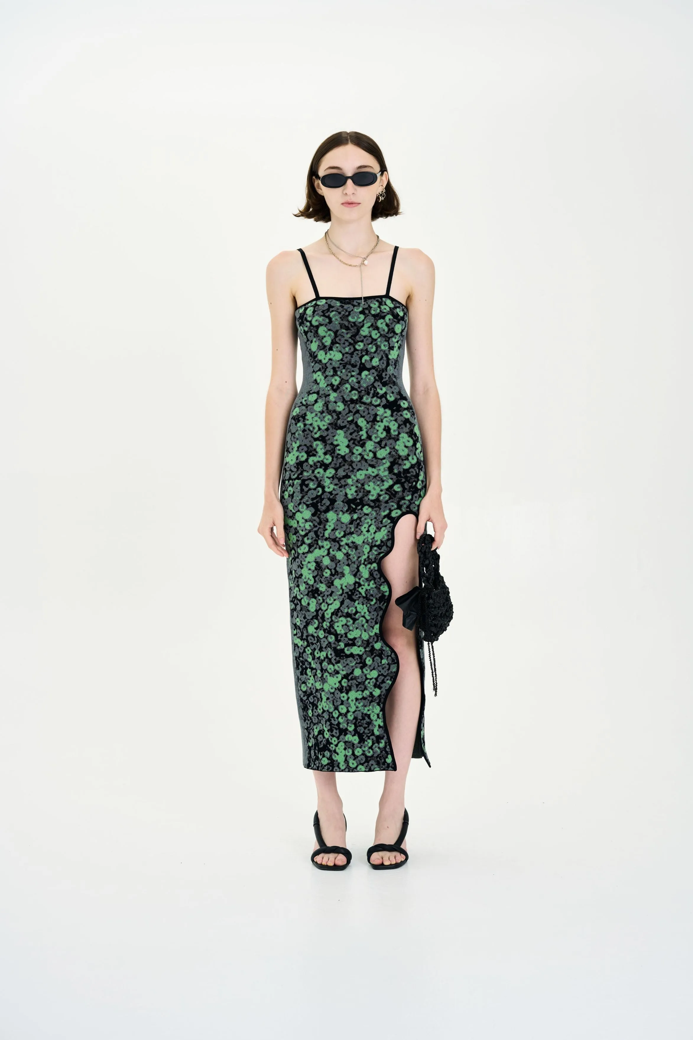 HEATHER SEQUINS PRINT MAXI TANK DRESS Lounge Style Casual-Look