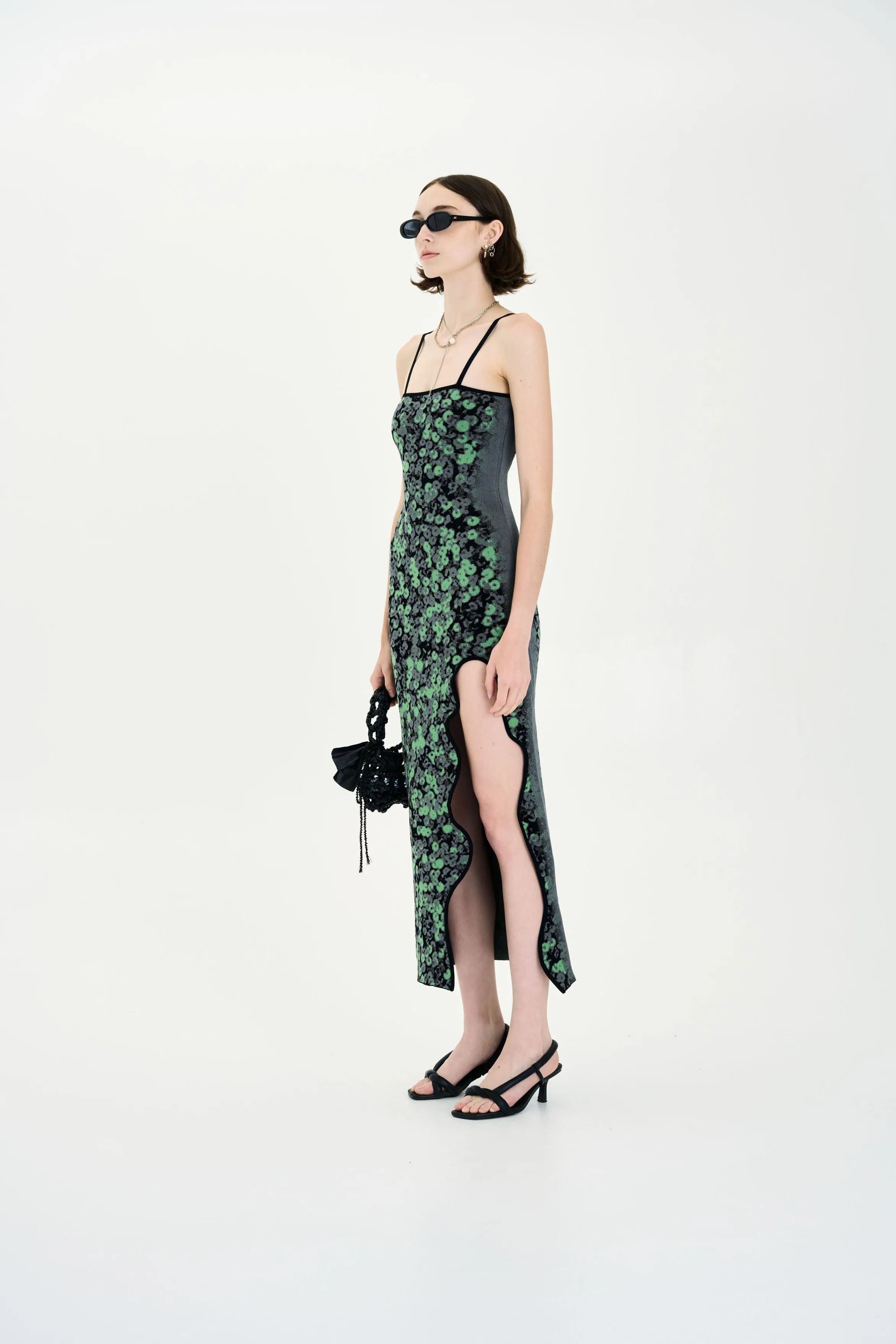 Clean Style HEATHER SEQUINS PRINT MAXI TANK DRESS