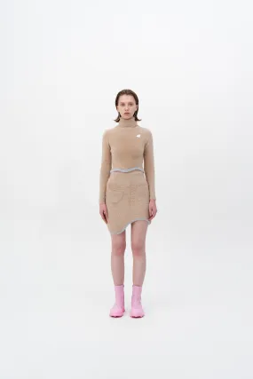 ELARA ECO FAUX FUR CROPPED TURTLENECK PULLOVER Casual Tank