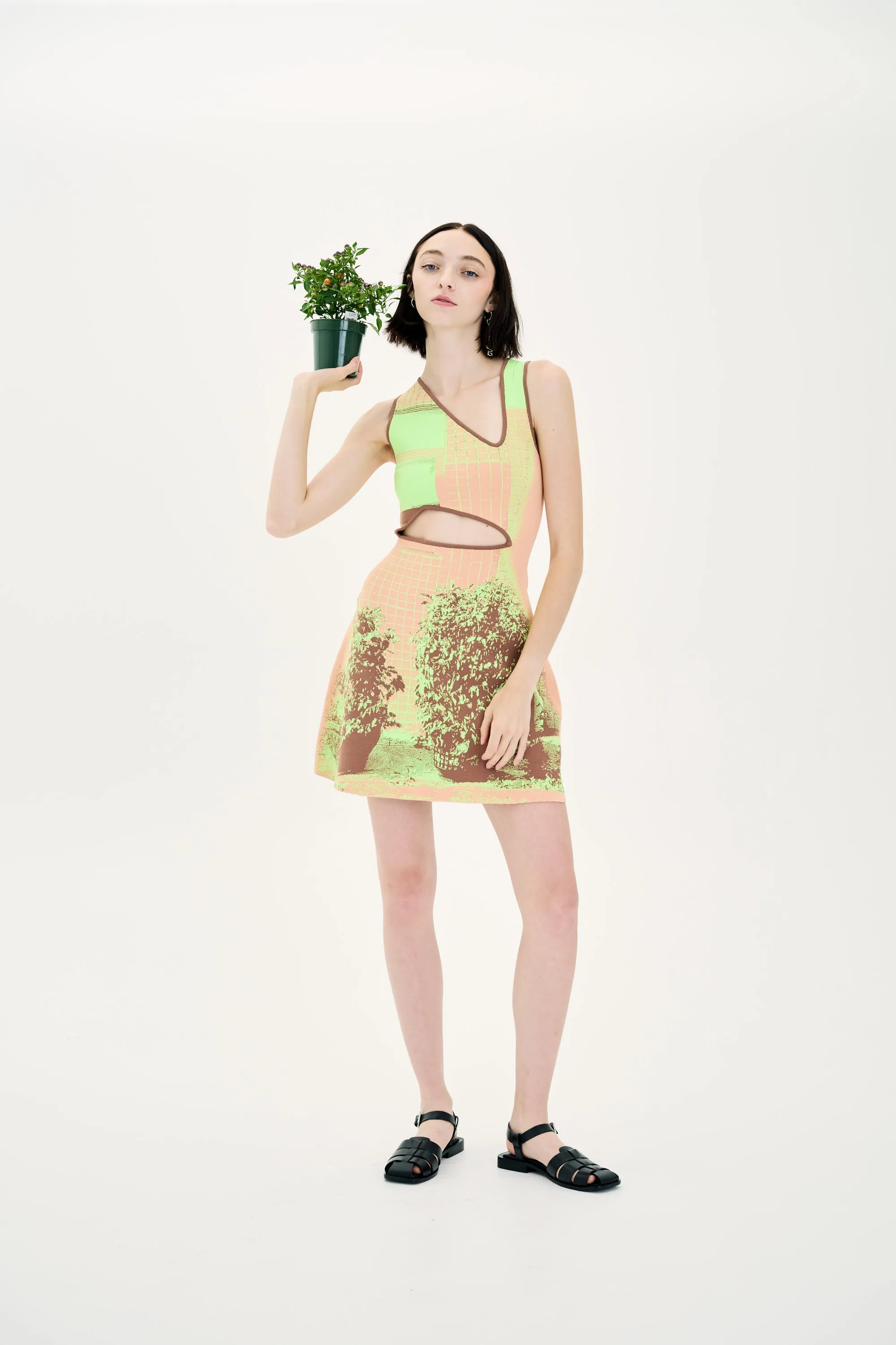 Casual Mode HIBISCUS WINDOW PRINT A-LINE TANK DRESS