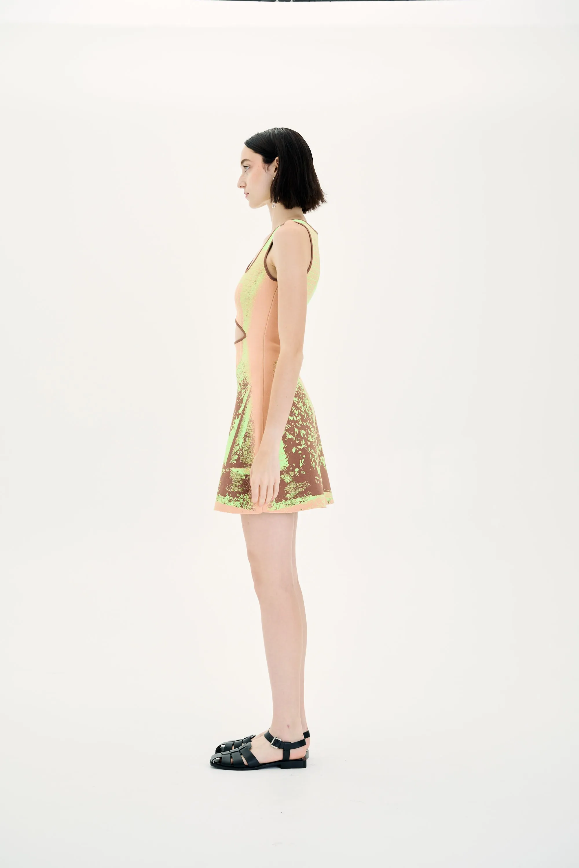 HIBISCUS WINDOW PRINT A-LINE TANK DRESS Premium Material Refined Line