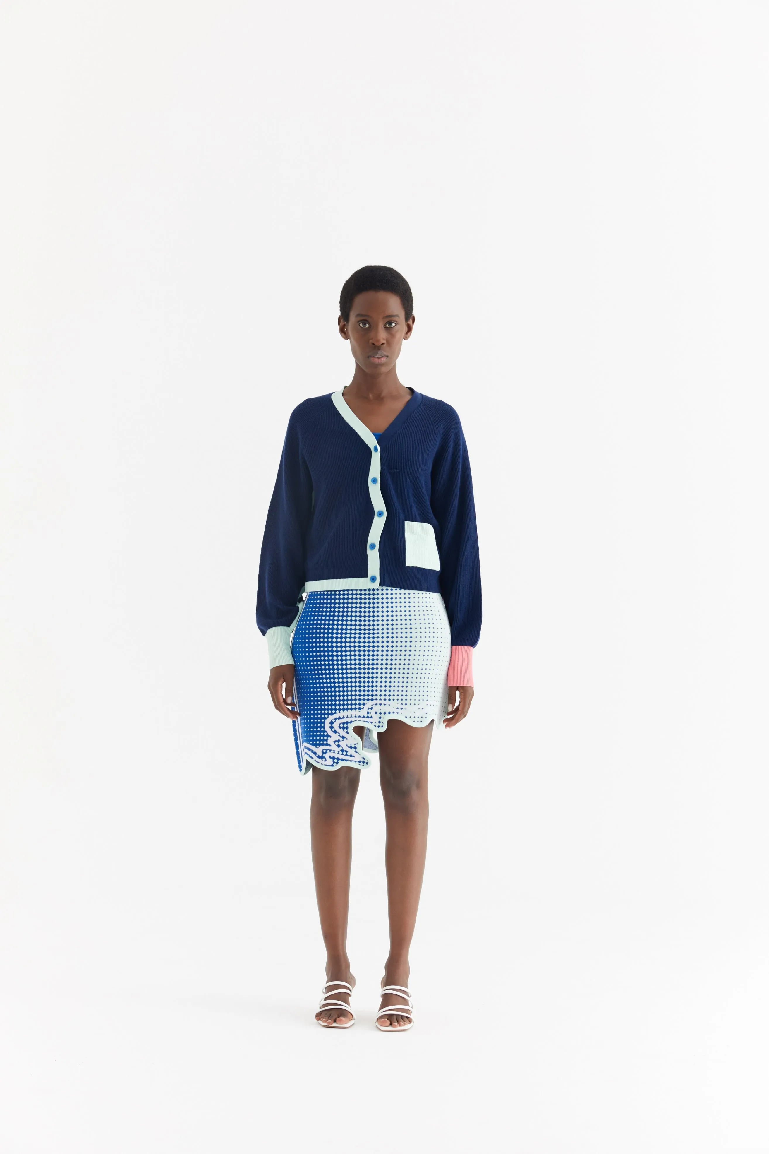 SEDNA MERINO WOOL WAVY CARDIGAN Outer Chill Piece Seamless Stitching