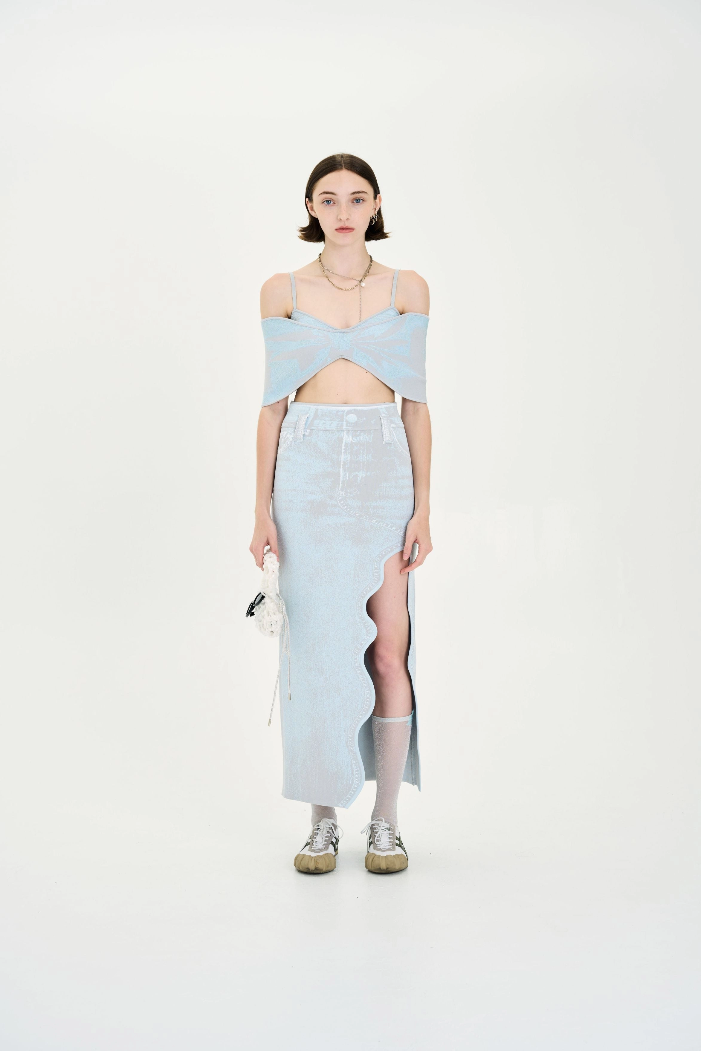 Ergonomic Shoulder Shape TULIP DENIM PRINT BRA TOP