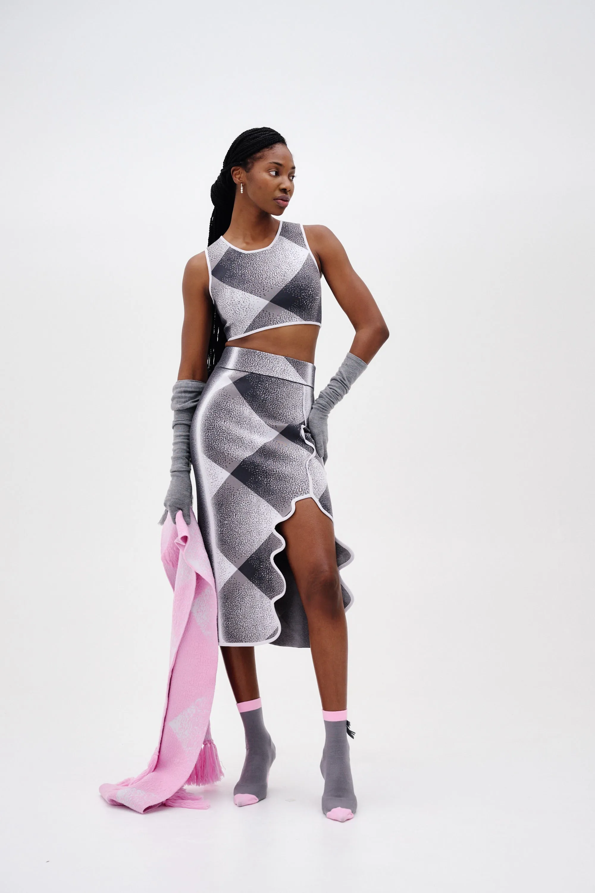 Sport Layer HOLLY MIDI PLAID SKIRT