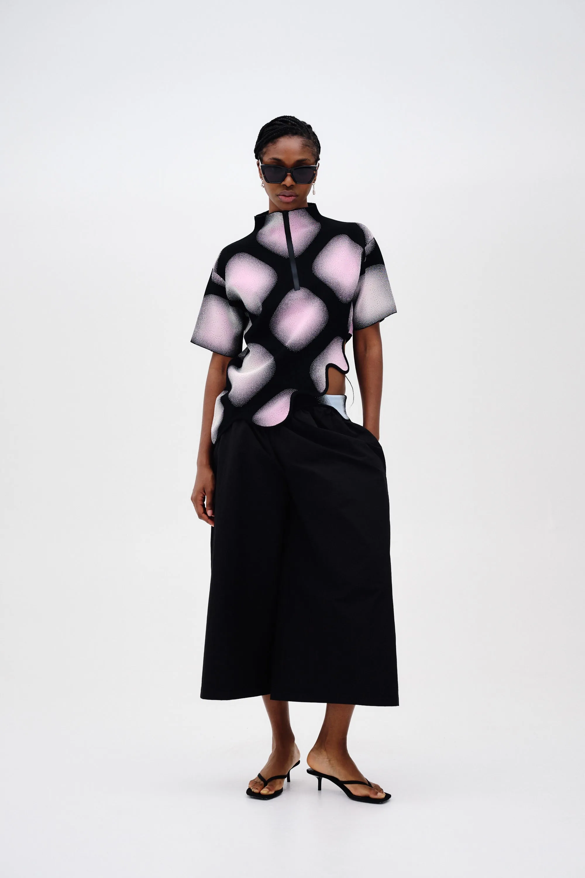 RINGO UV REACTIVE PLAID TOP WITH WAVY HEM Non Irritating Seam Finish