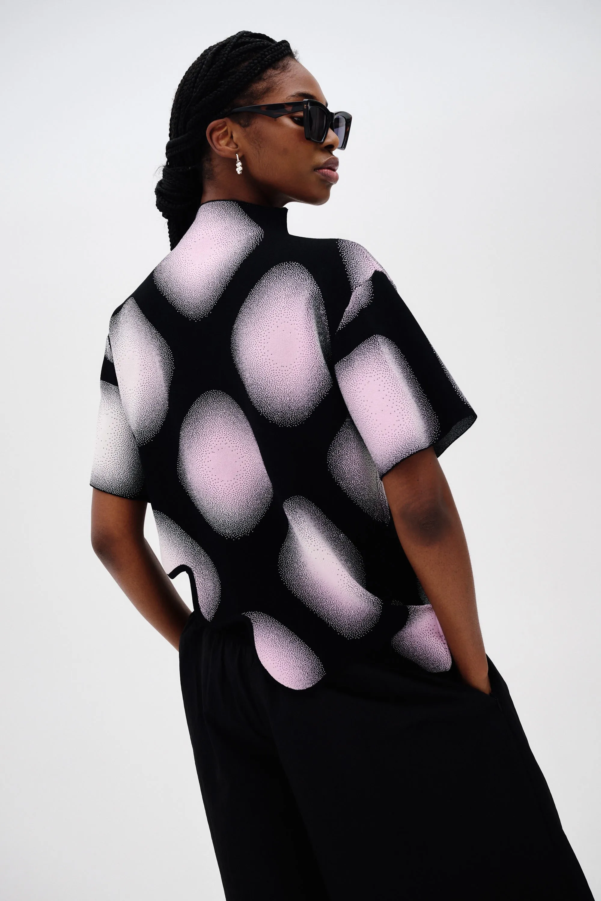 RINGO UV REACTIVE PLAID TOP WITH WAVY HEM Butter Soft Handfeel