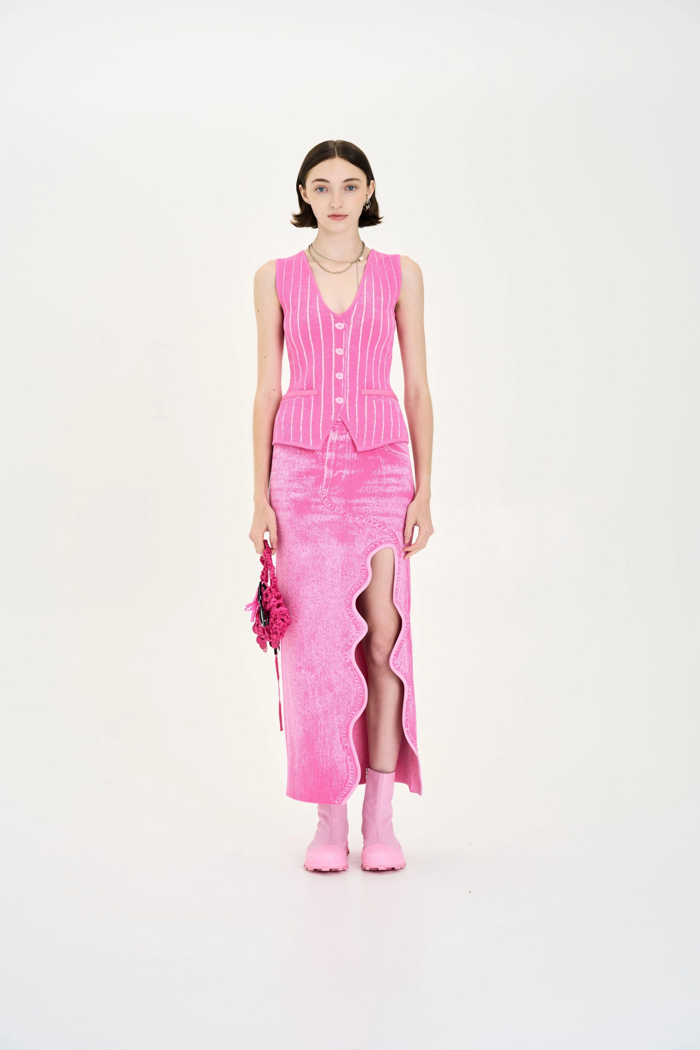 Loose Sweater BreathableBack MARIGOLD DENIM PRINT VEST