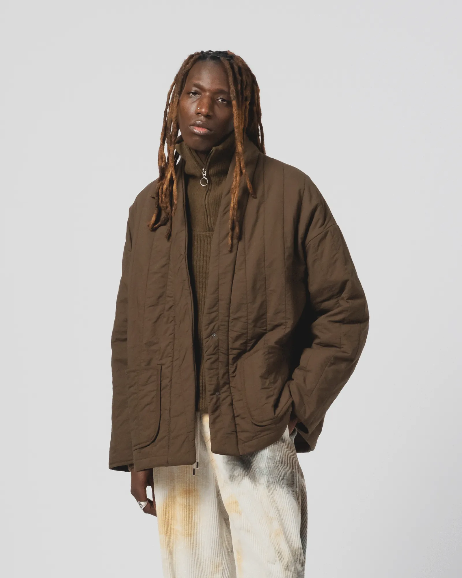 Edo Jacket Quilted Cotton Java Brown Aramid Fiber Reinforcement