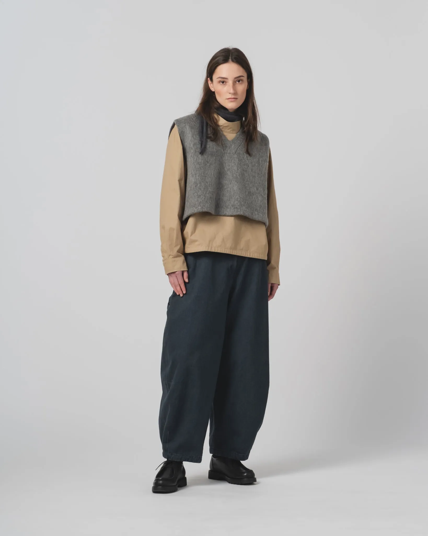 Ventilated Back G.o.D Vee Vest Mohair Fleece Asphalt