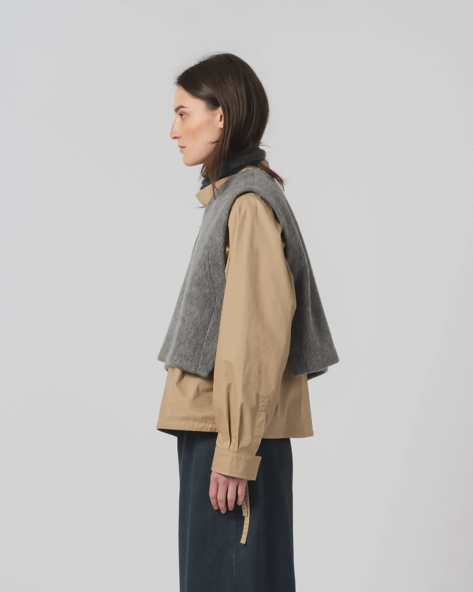 WeatherproofZipper UV Protective Layer G.o.D Vee Vest Mohair Fleece Asphalt