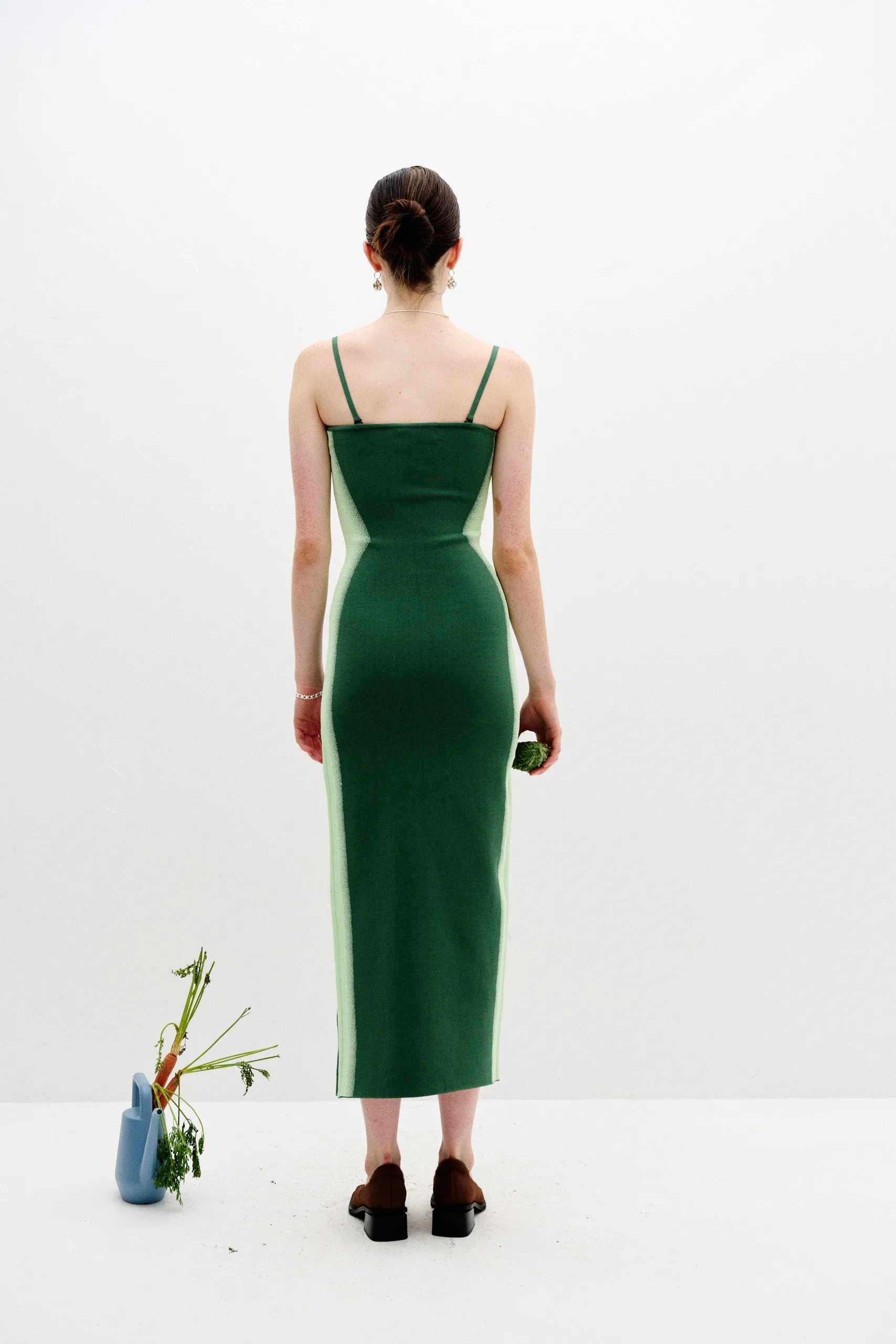 Mixed Fabric IRIS FLOWER PRINT MAXI TANK DRESS