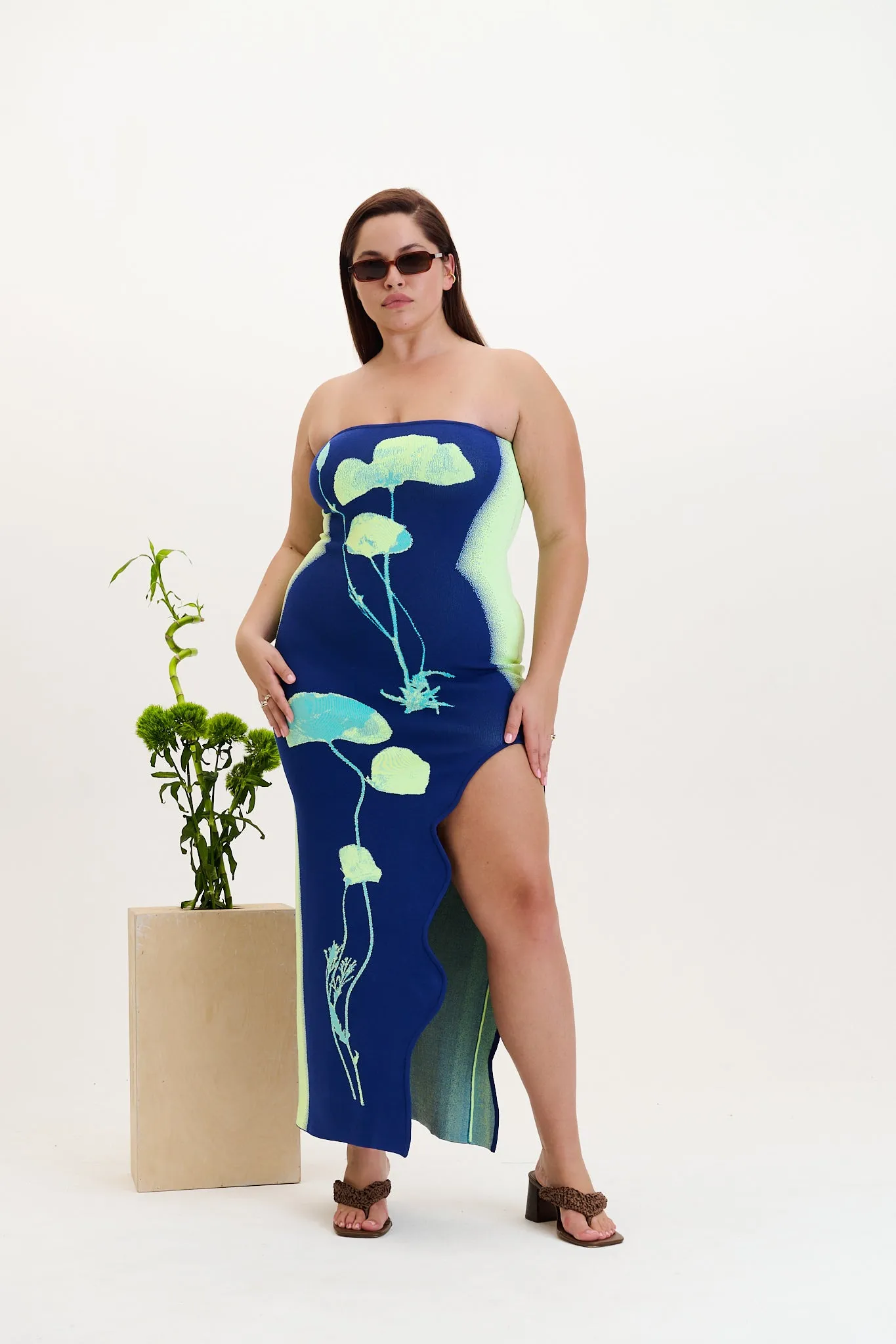 IRIS FLOWER PRINT MAXI TANK DRESS Bodycon Fit Essential Piece