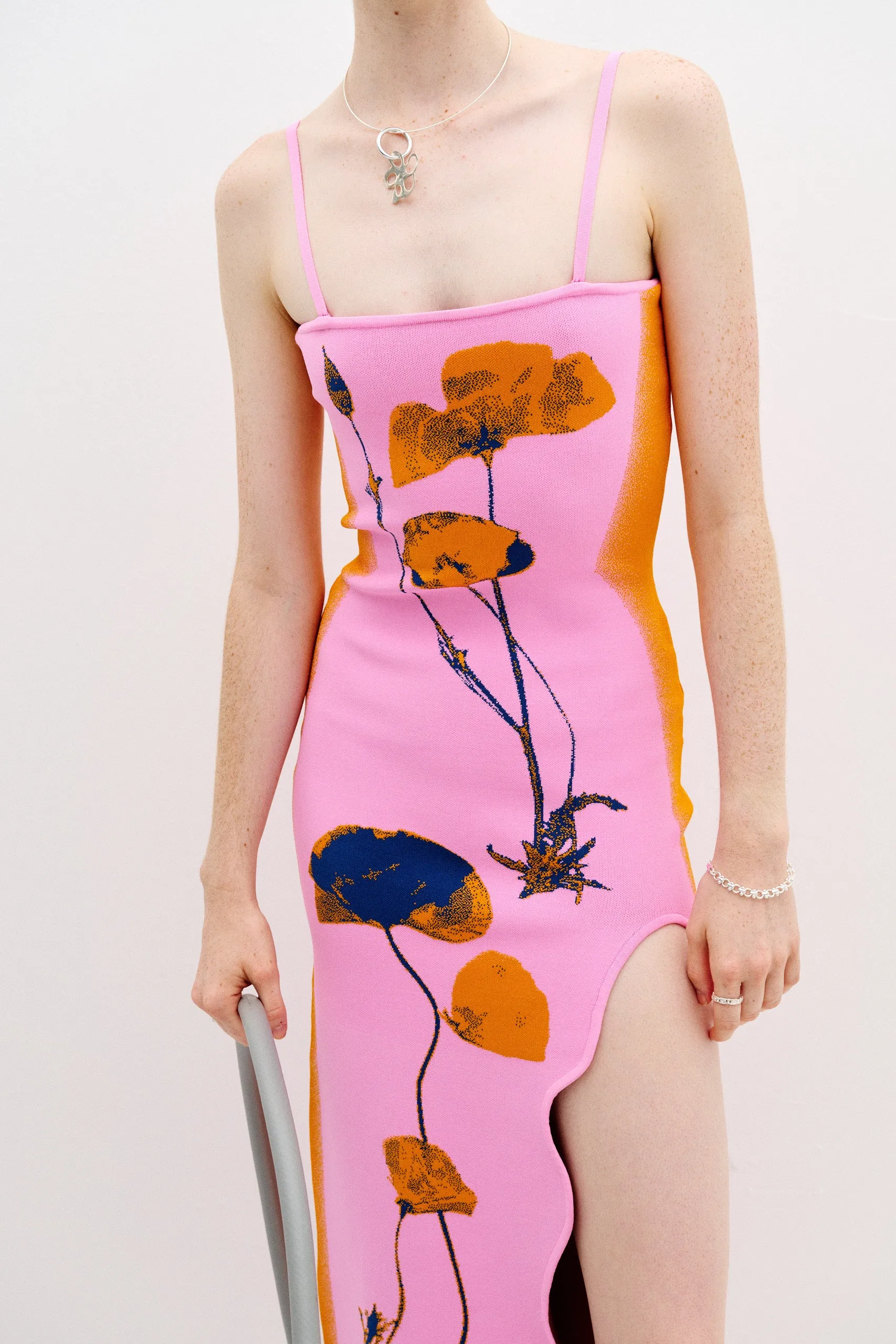 Fluid Fabric Style Option IRIS FLOWER PRINT MAXI TANK DRESS