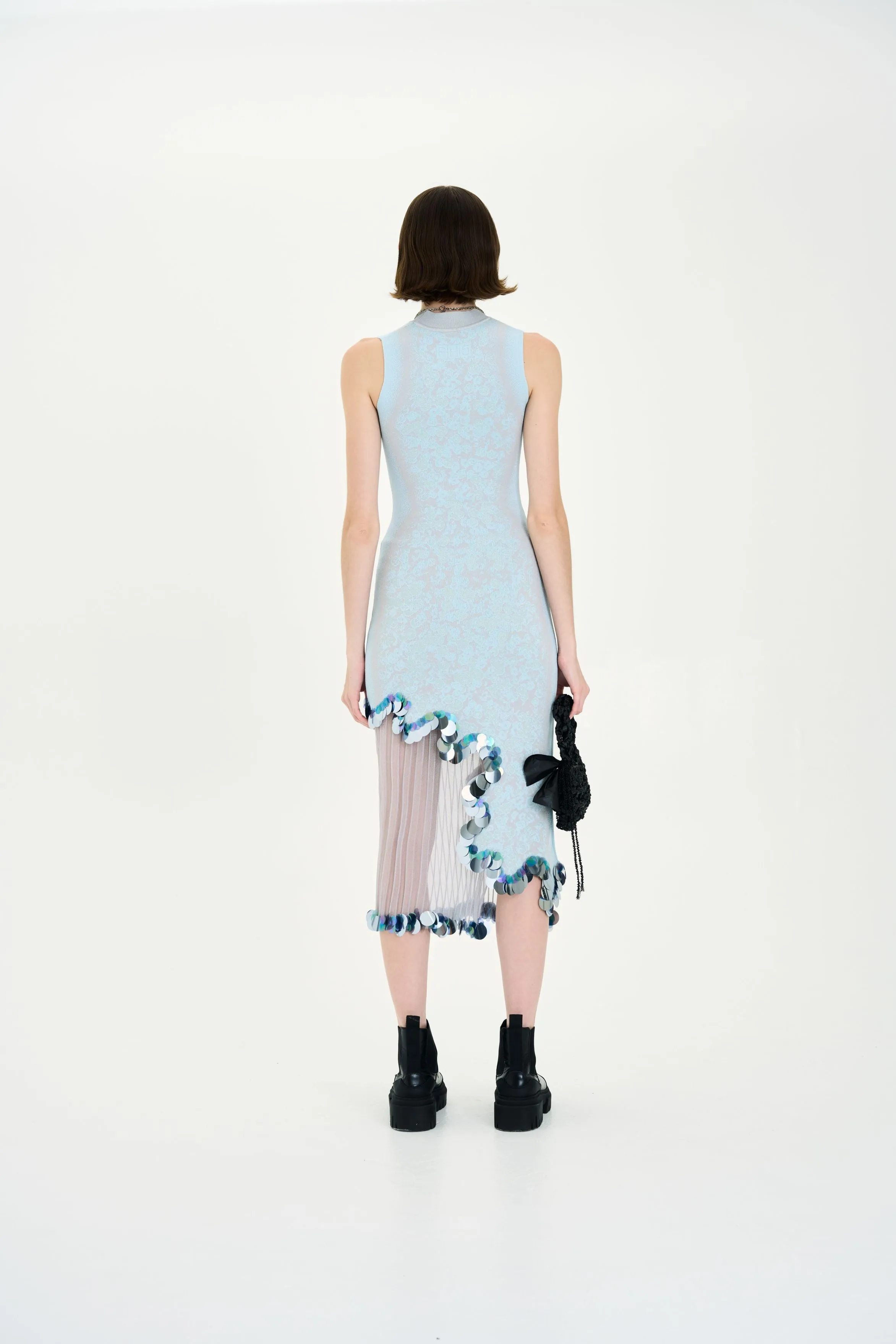 IRIS SIGNATURE WAVY DRESS WITH SEQUINS Travel-Style Flower Soft