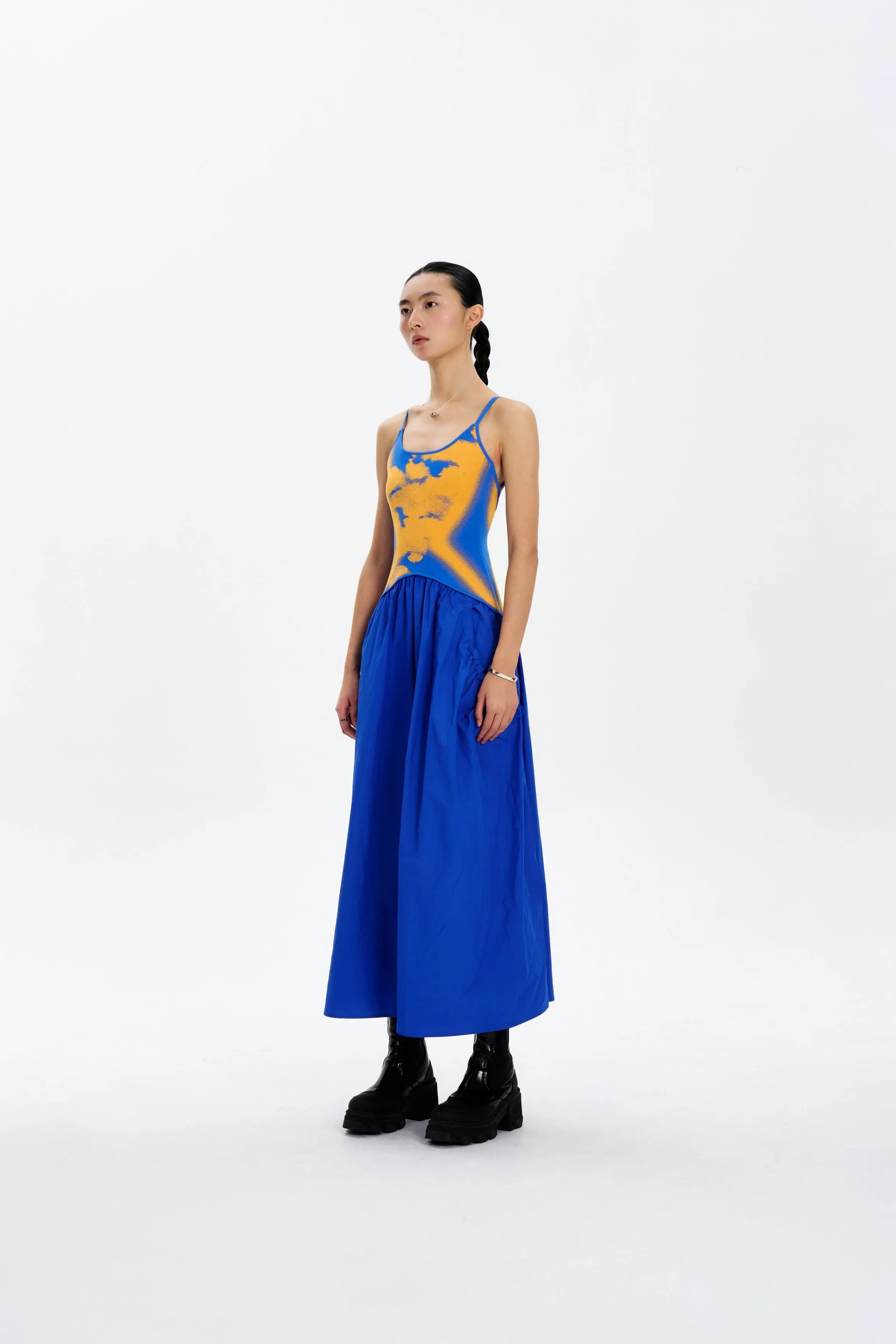 IVY MIXED MEDIA MAXI DRESS High Waist