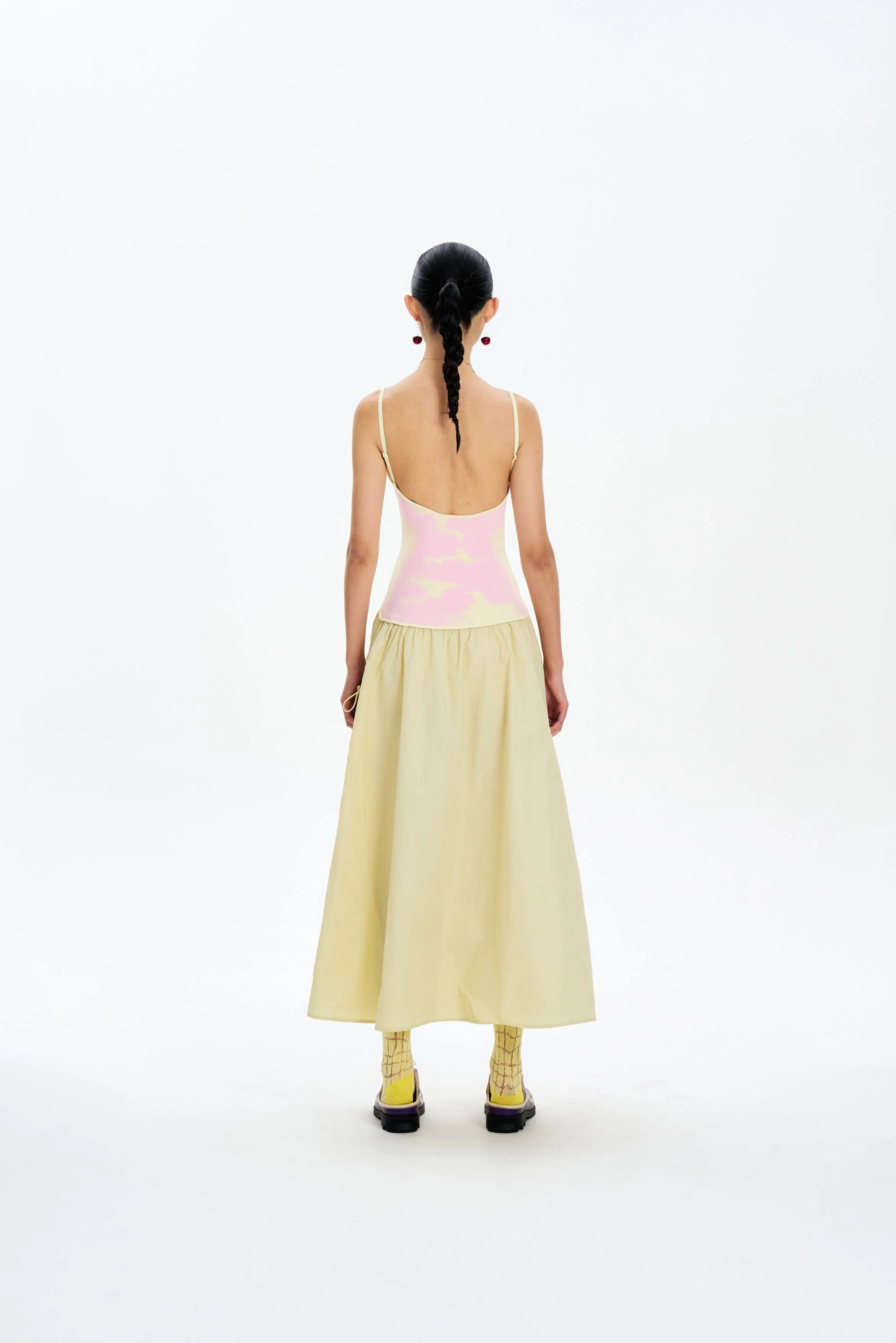 Quiet Glow Sweetheart Cut IVY MIXED MEDIA MAXI DRESS