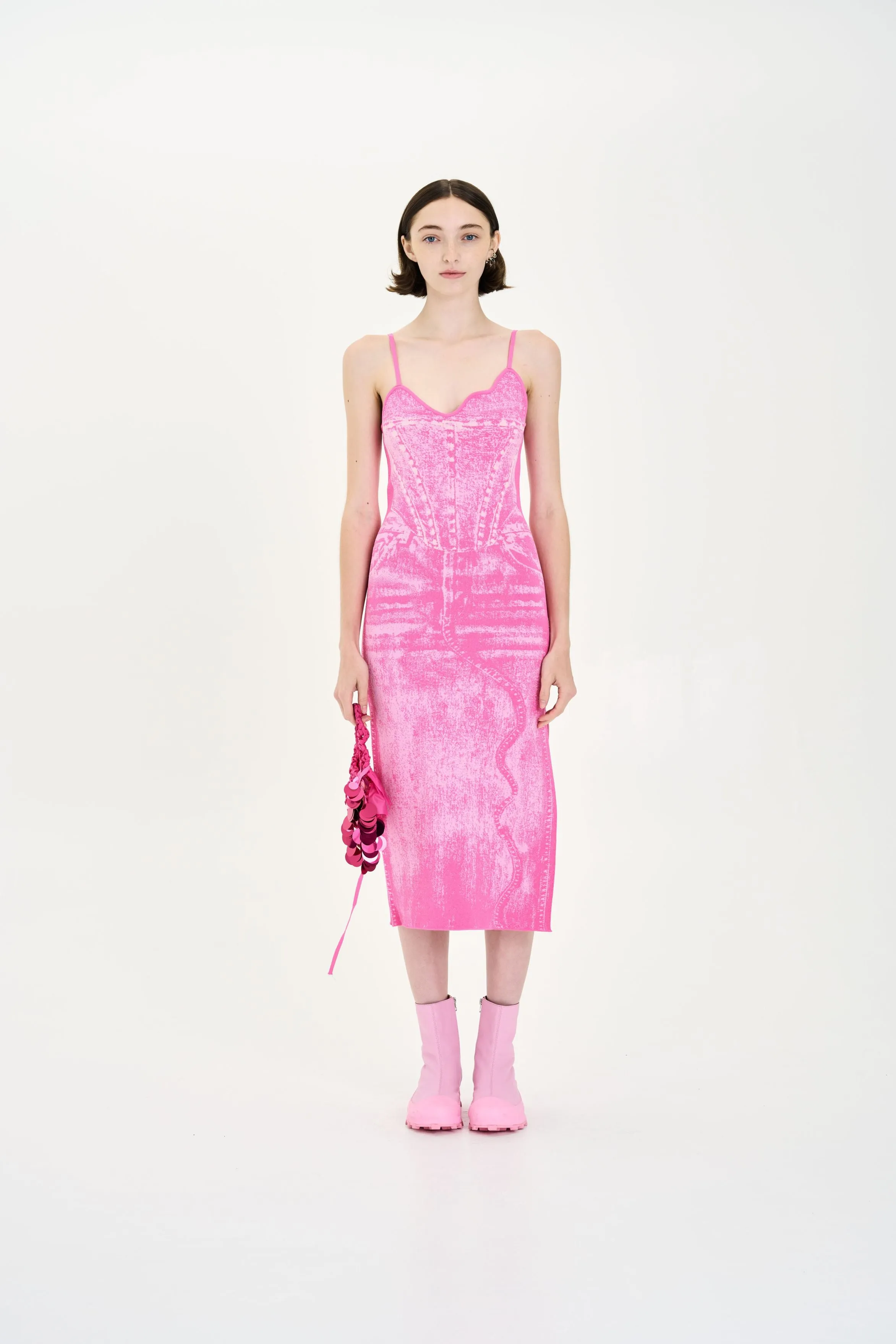 Shared Moment Minimalist Design JASMINE DENIM PRINT TANK DRESS